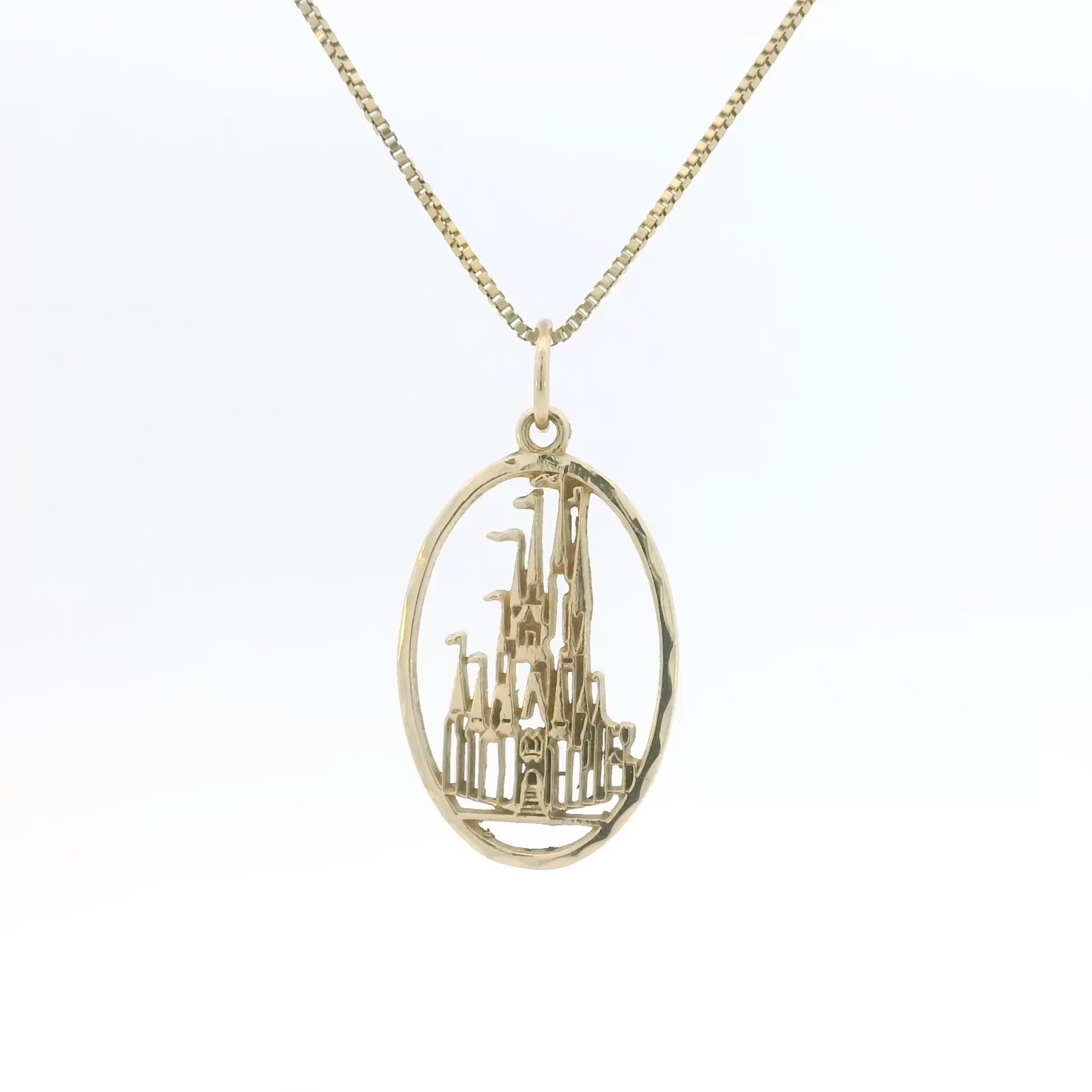 14k Yellow Gold Vintage Castle Silhouette Charm