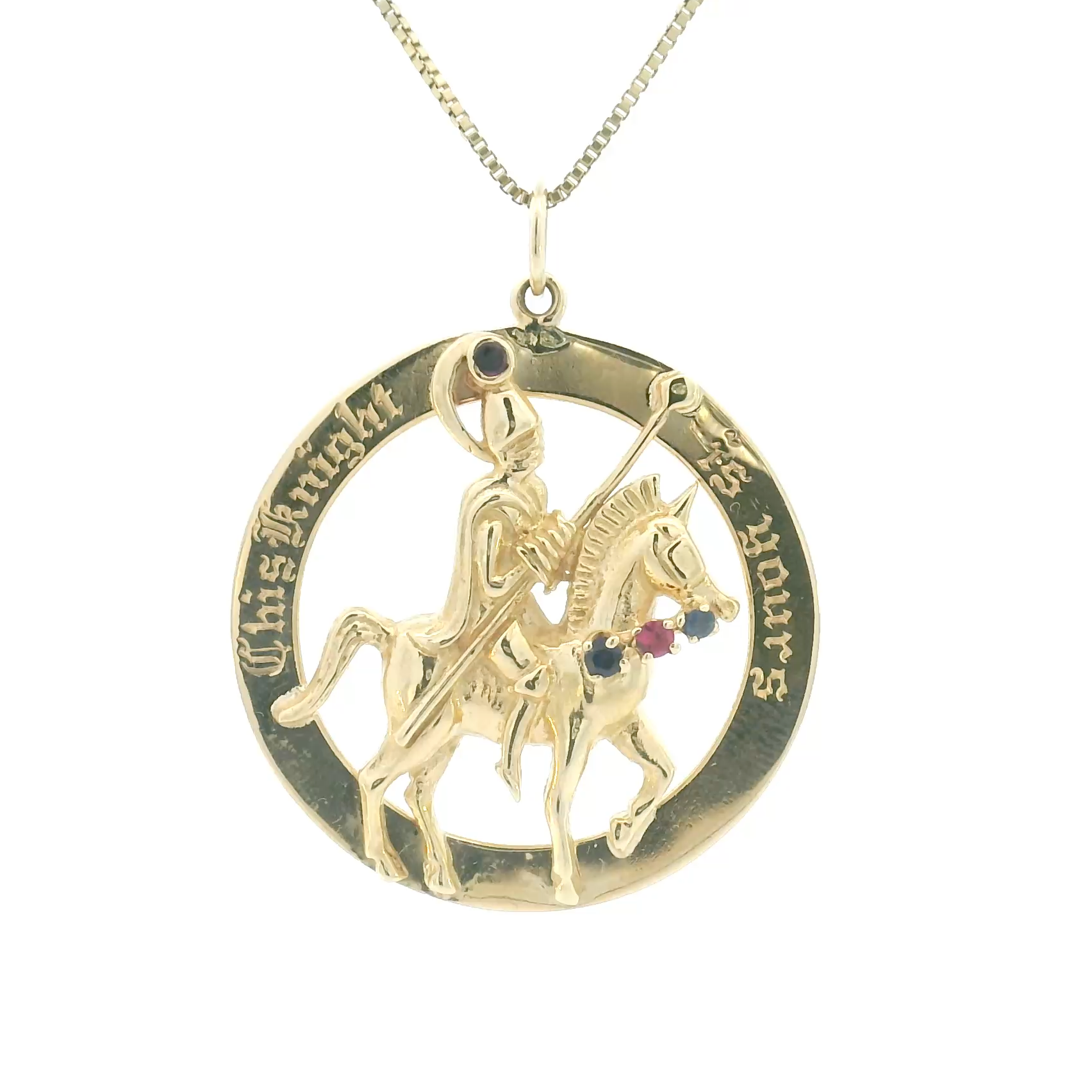 14k Yellow Gold Vintage Sapphire Knight Charm