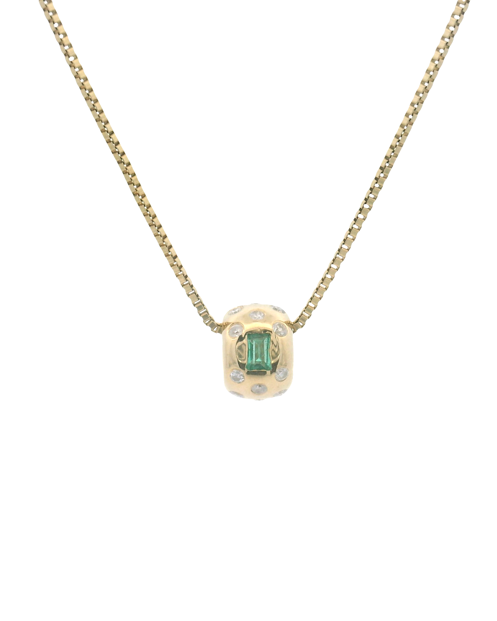 14k Yellow Gold Emerald and Pink Sapphire Diamond Rondel Spacer Charm