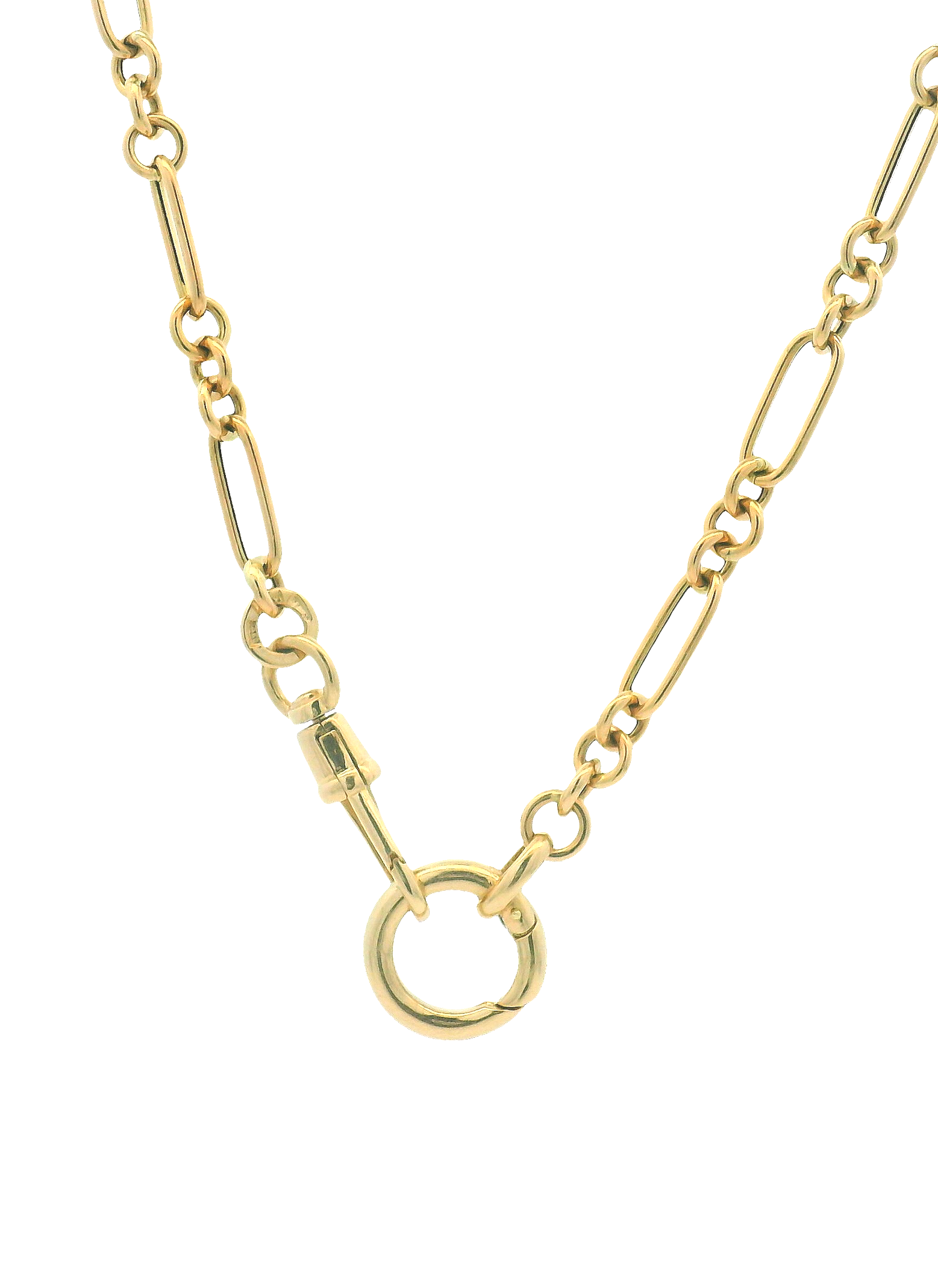 14k Yellow Gold Mixed Link Chain with Push in Circle and Dog tag Clasp