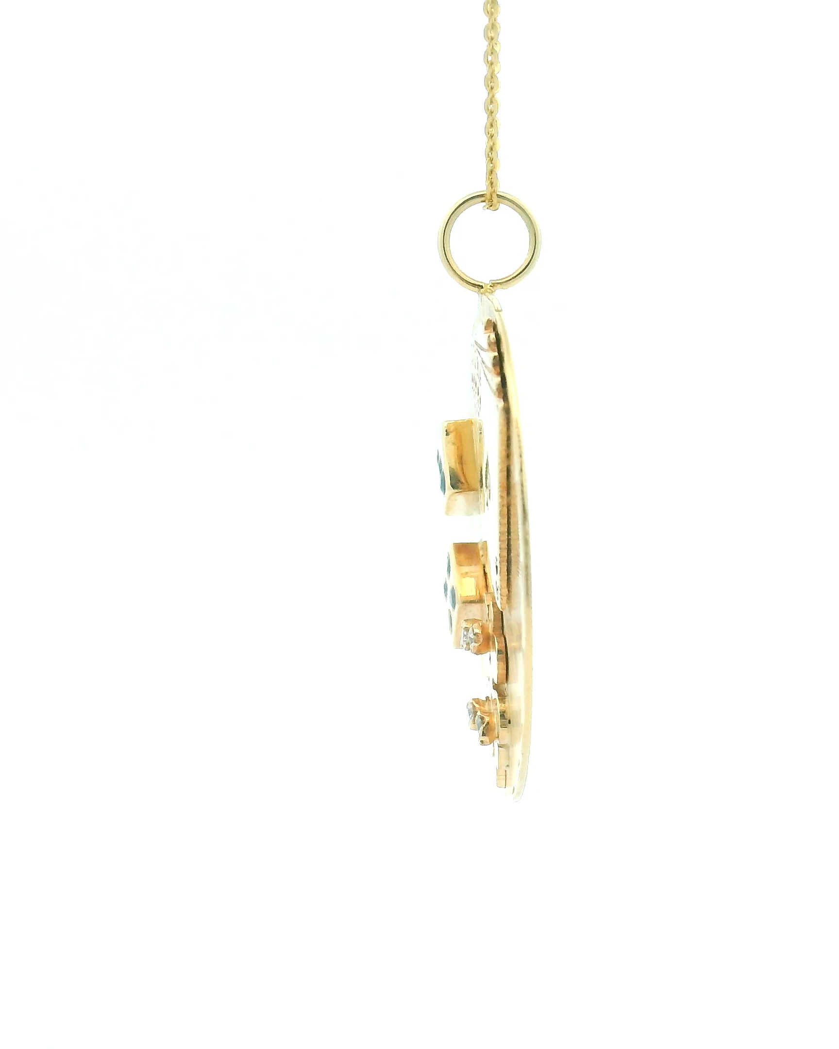 14k Yellow Gold Engine-Turned Poker Charm