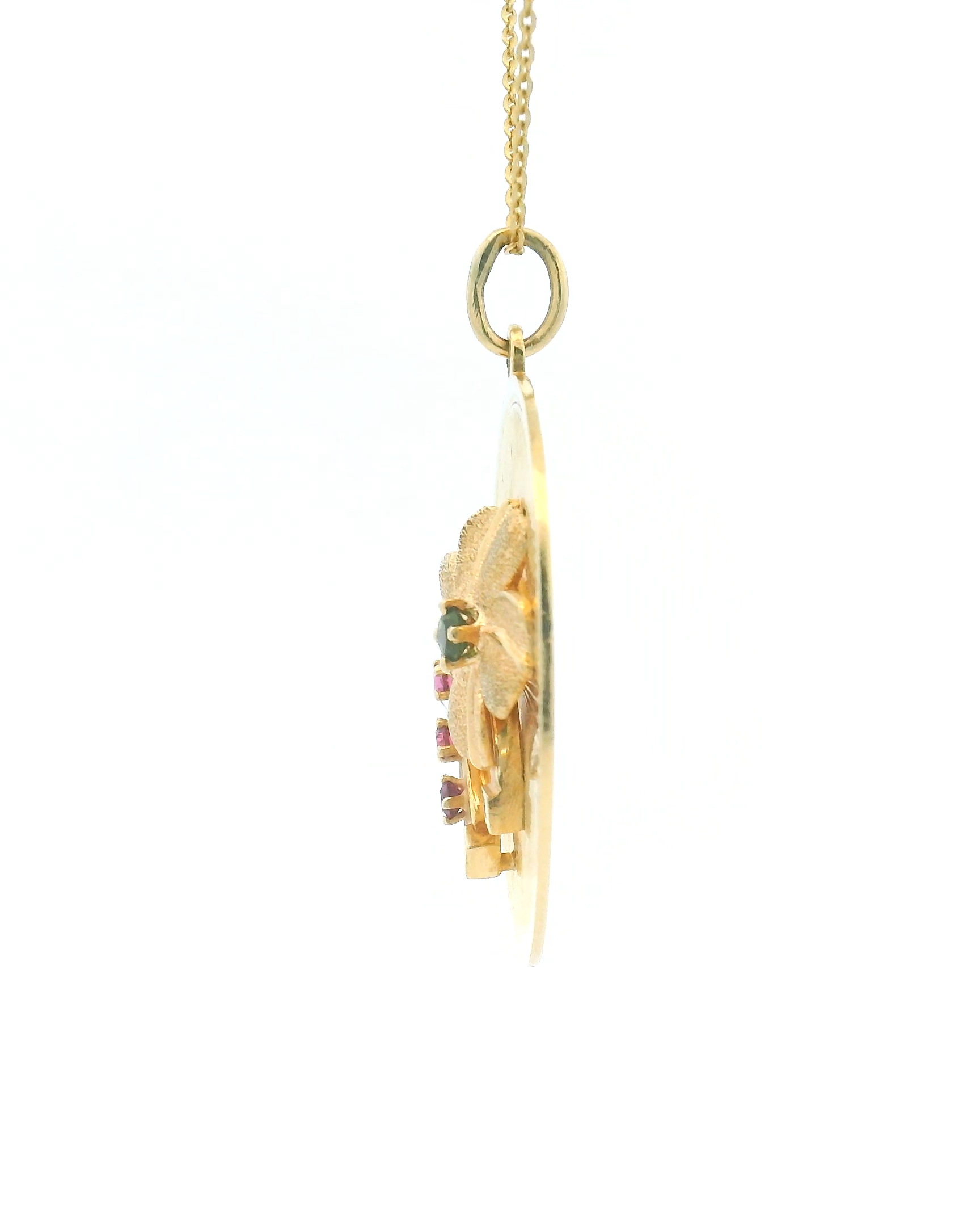 14k Yellow Gold Clover Horseshoe Engined Turned Charm