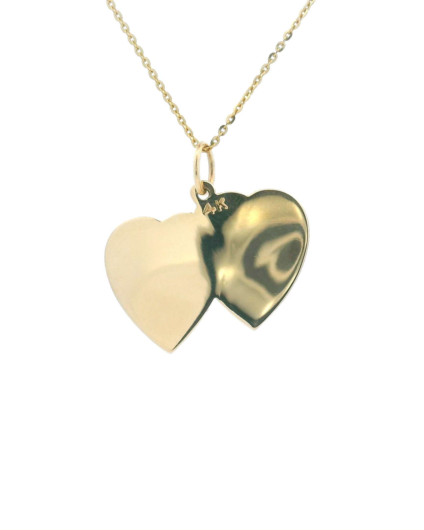 14k Yellow Gold Diamonds Double Heart Charm