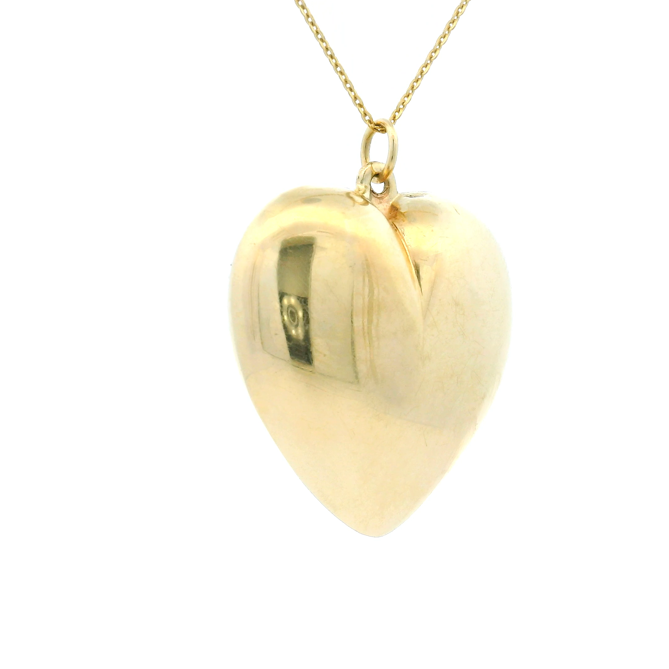 14k Yellow Gold Diamond Jumbo Puffy Heart