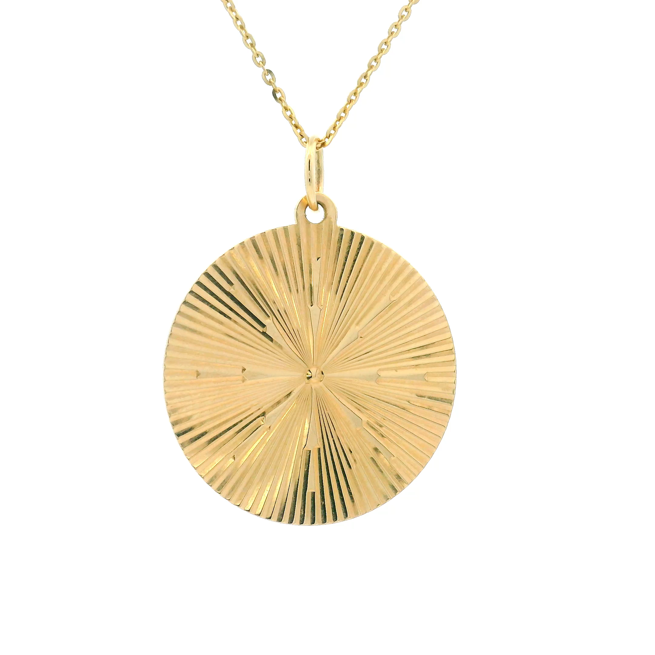 14k Yellow Gold Vintage Engine-Turned Starburst Charm