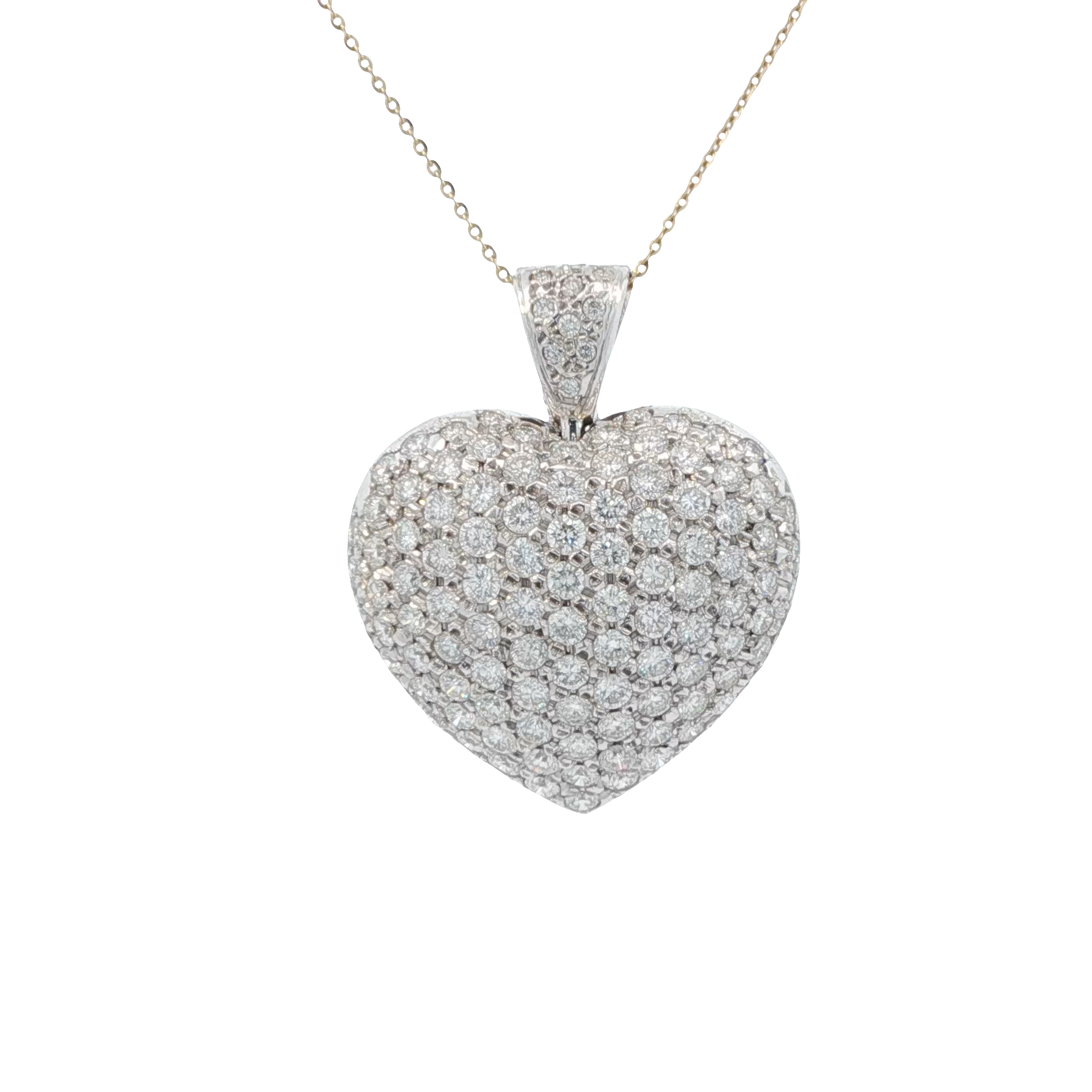 18k White Gold Vintage 4 carat Diamond Pavé Heart Charm