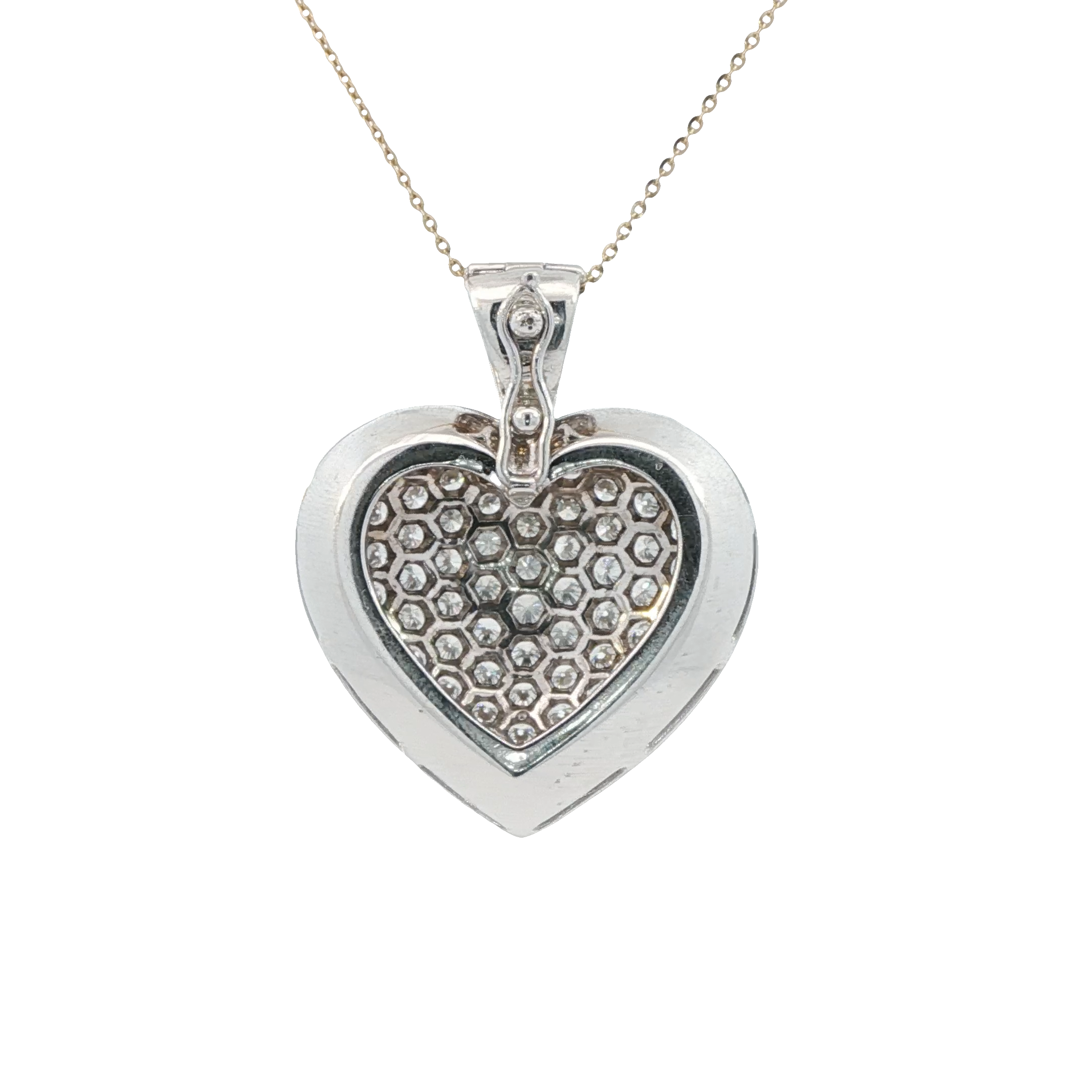 18k White Gold Vintage 4 carat Diamond Pavé Heart Charm