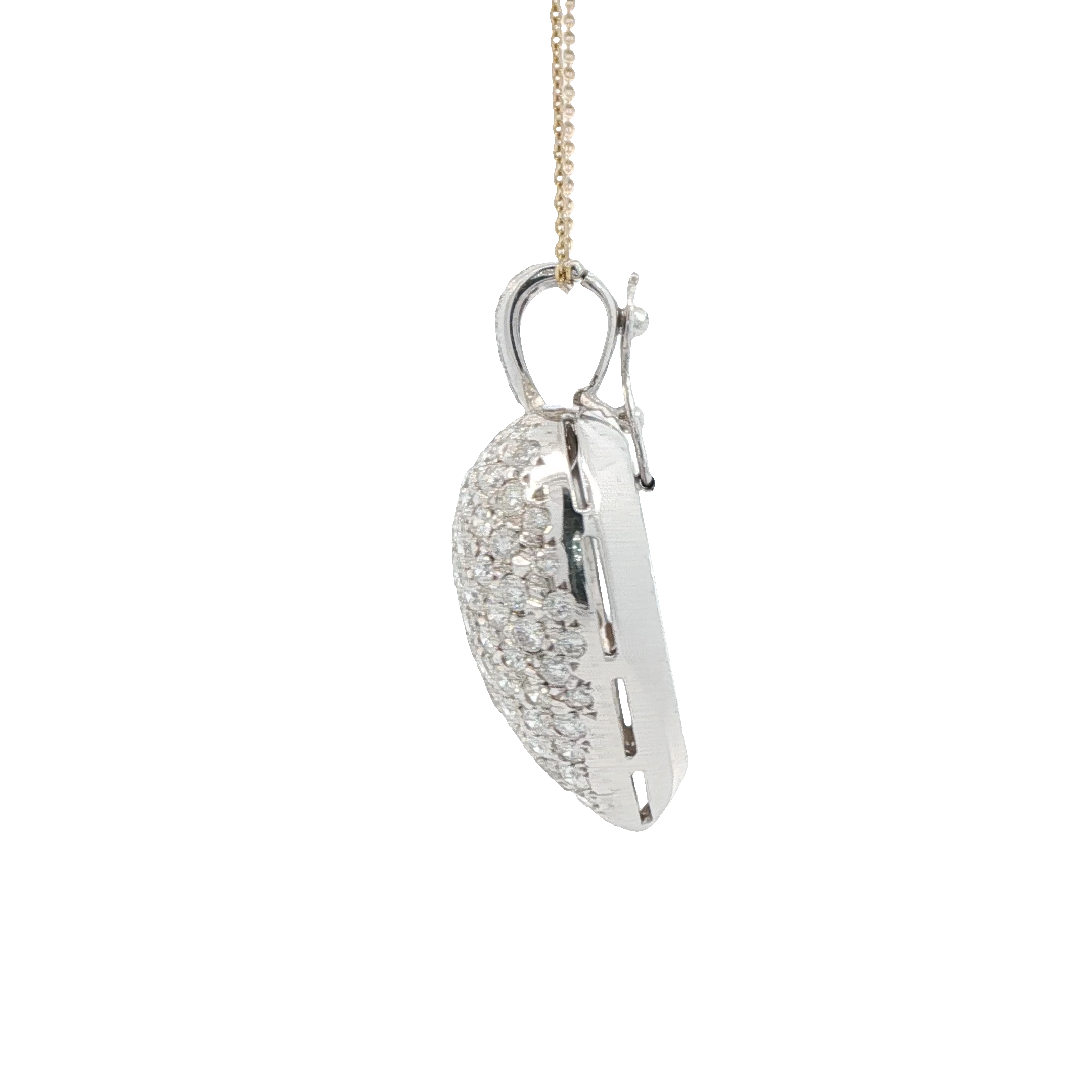 18k White Gold Vintage 4 carat Diamond Pavé Heart Charm