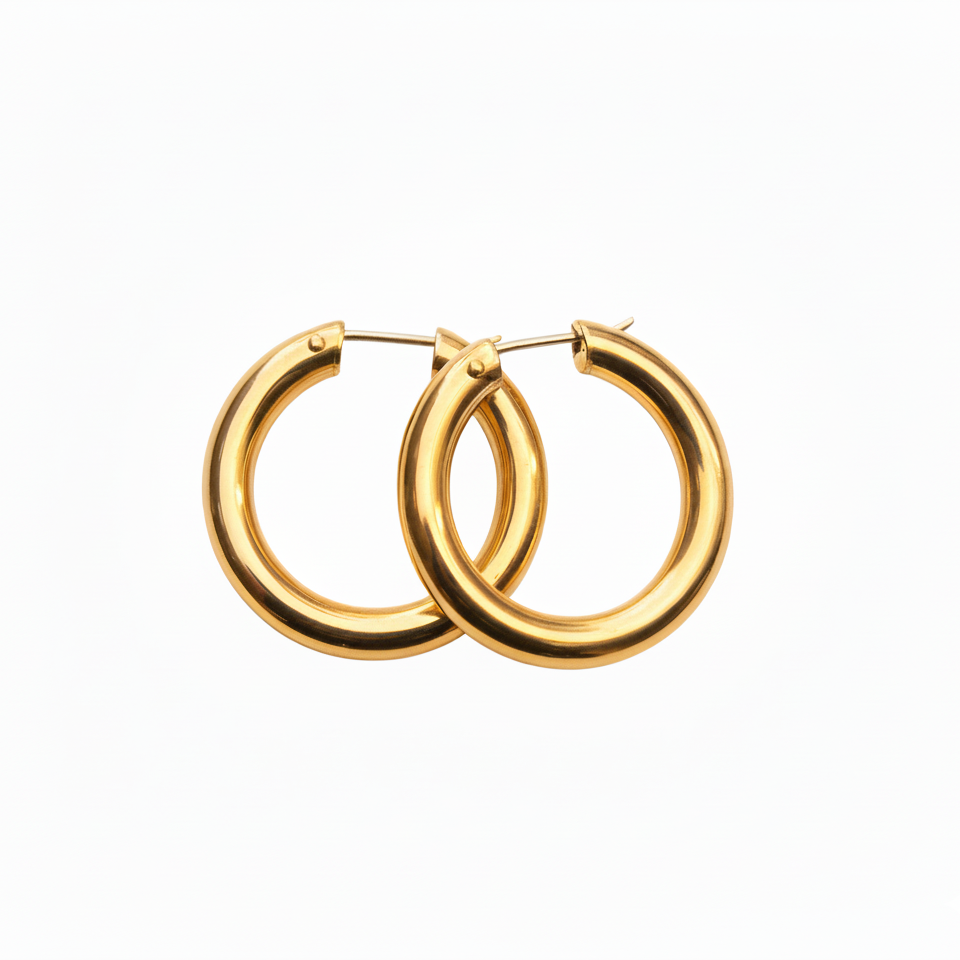 18k Yellow Gold Vintage Hoop Earrings