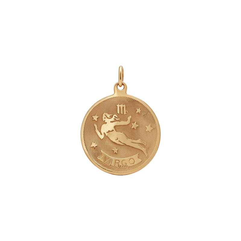 14k Yellow Gold Vintage Virgo Zodiac Charm