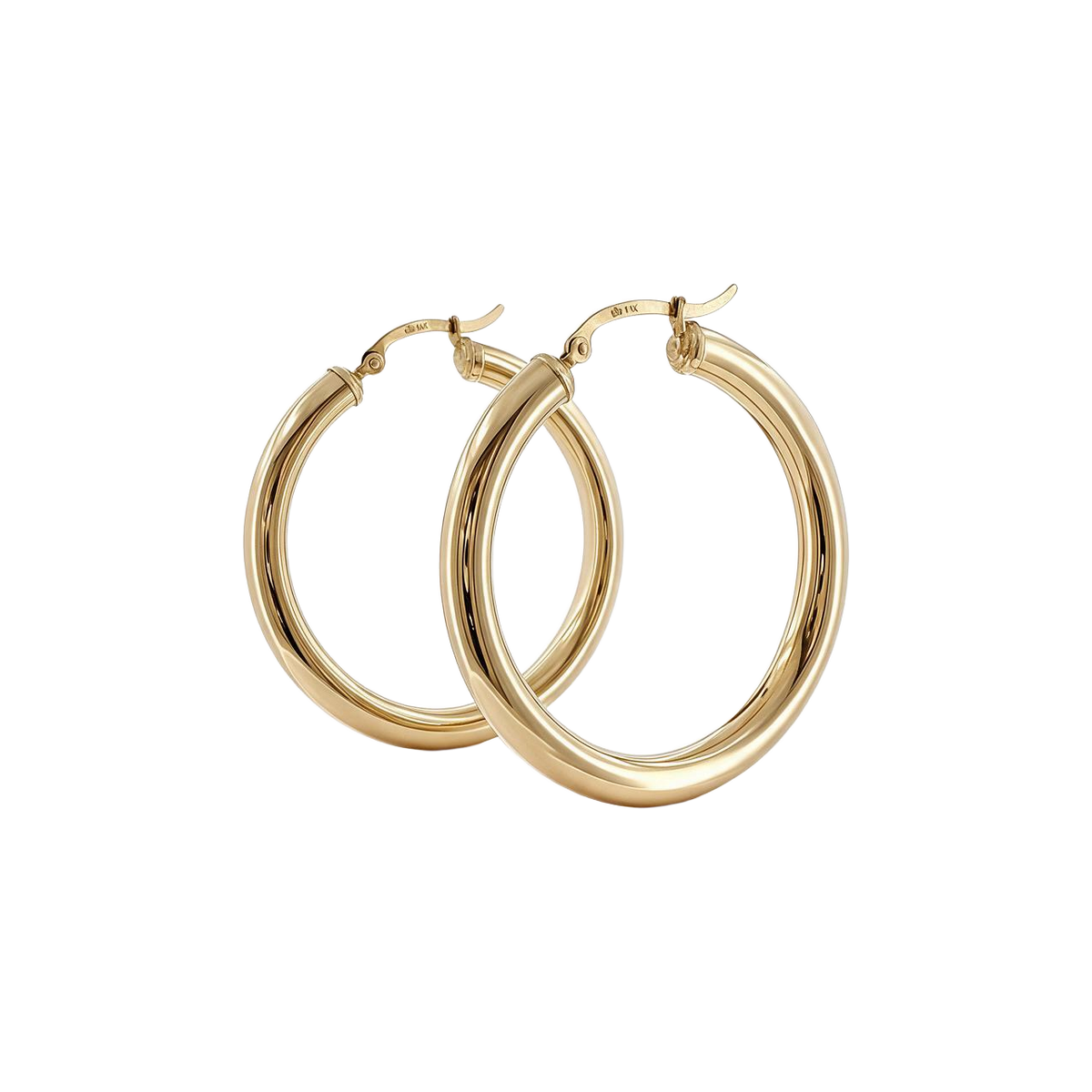 14k Yellow Gold Vintage Large Hoop Earrings