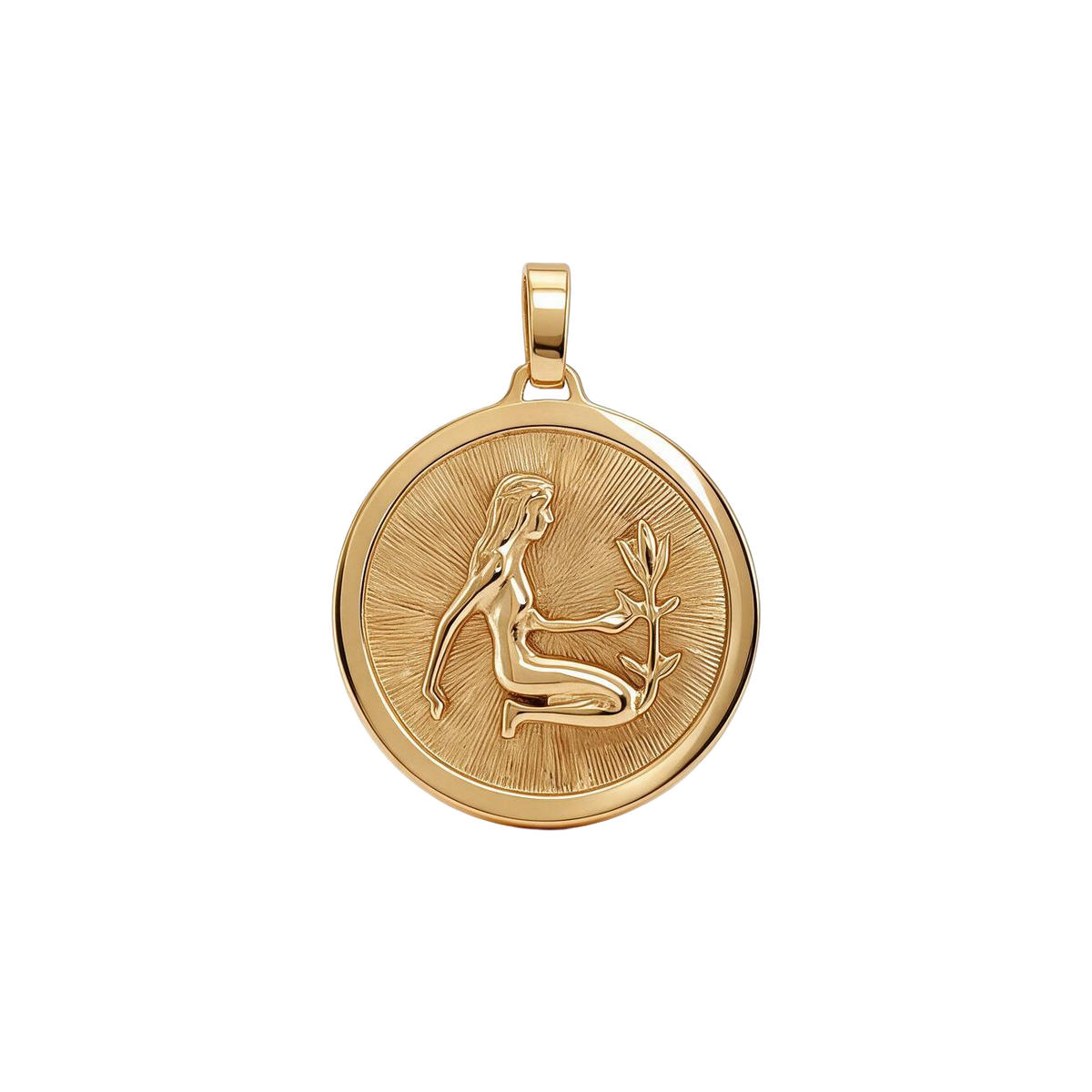 14k Yellow Gold Vintage Virgo with Flower Zodiac Charm