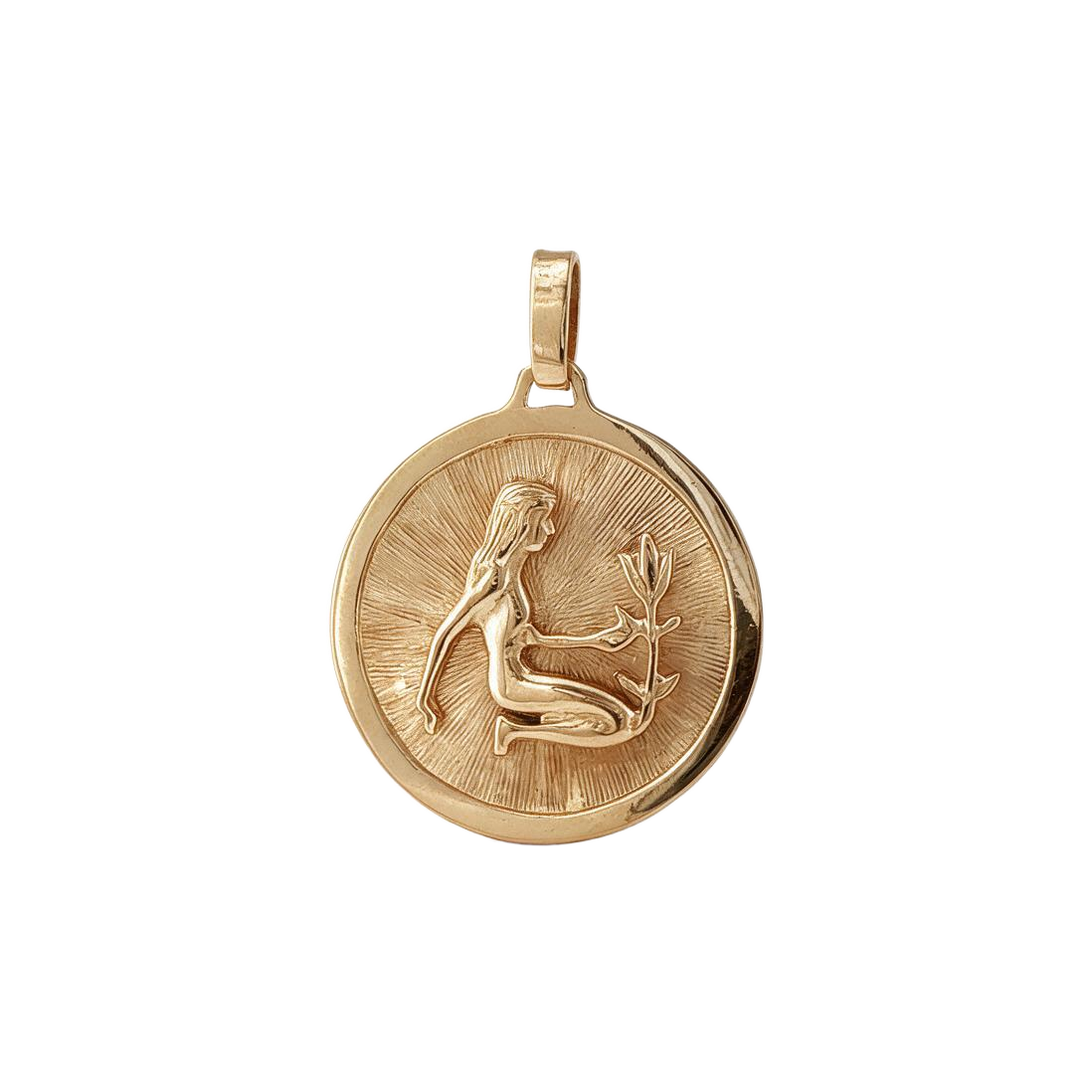 14k Yellow Gold Vintage Virgo with Flower Zodiac Charm