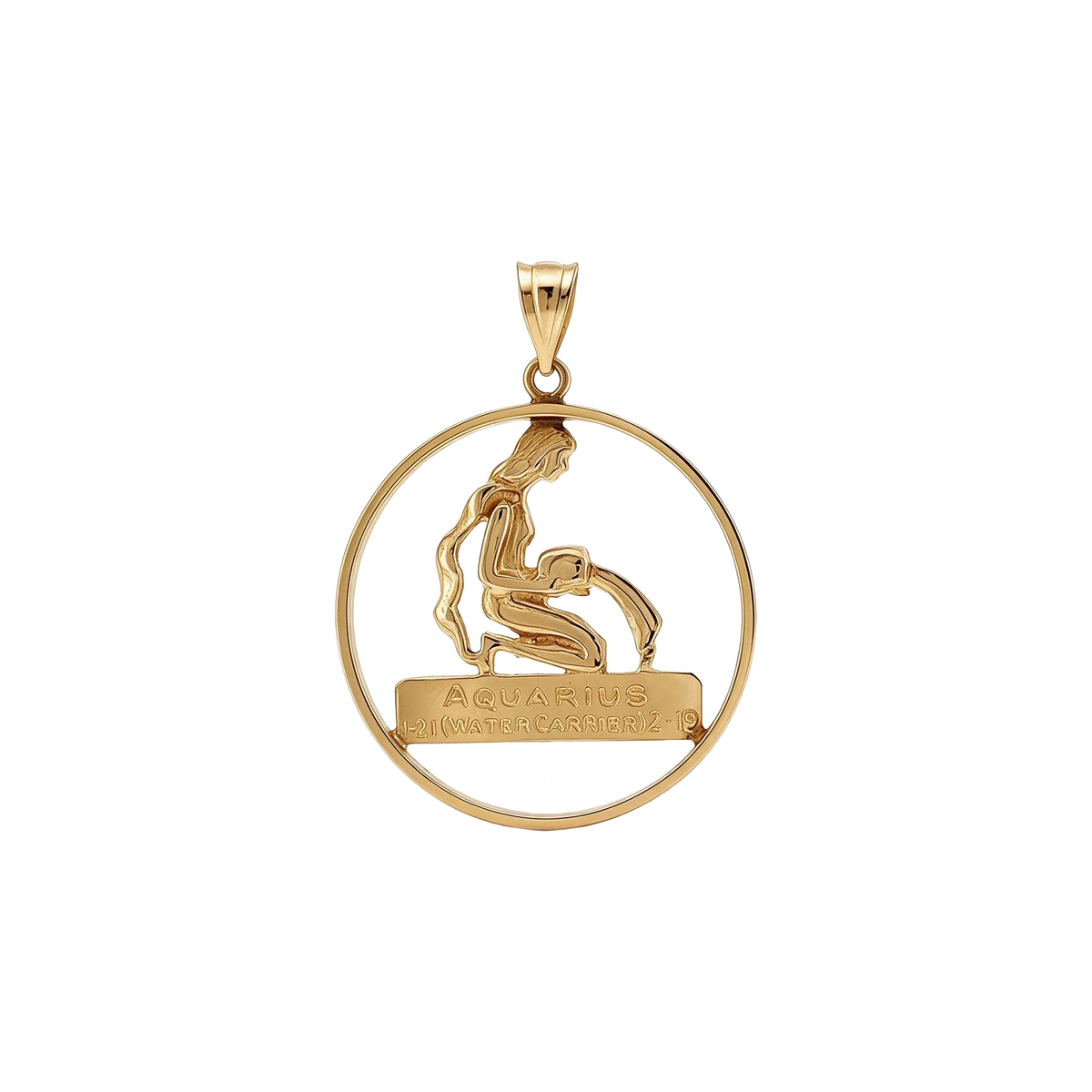 14K Yellow Gold Openwork Aquarius Water Carrier Charm Pendant