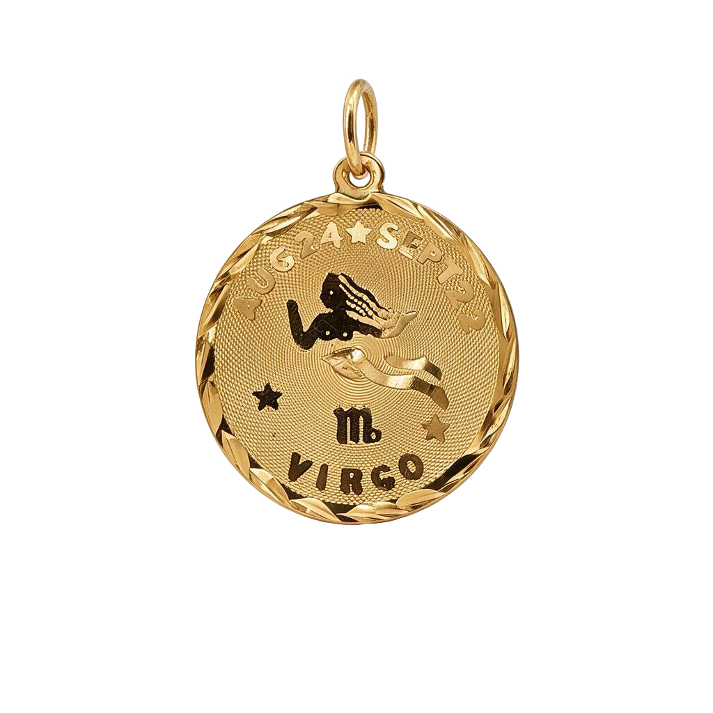 Vintage Virgo Moneda 14k Encanto de Oro