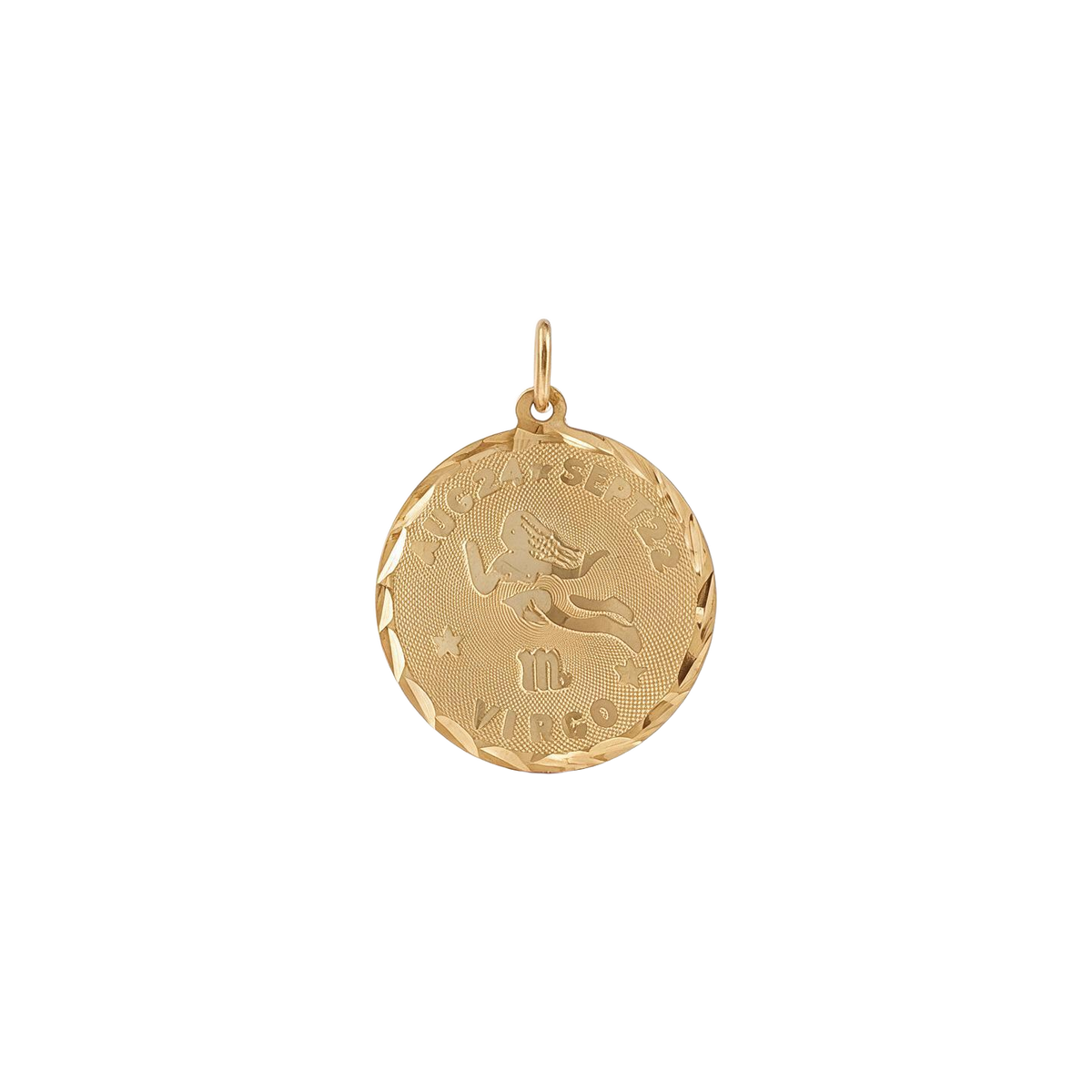 14k Yellow Gold Vintage Virgo Zodiac Charm Coin