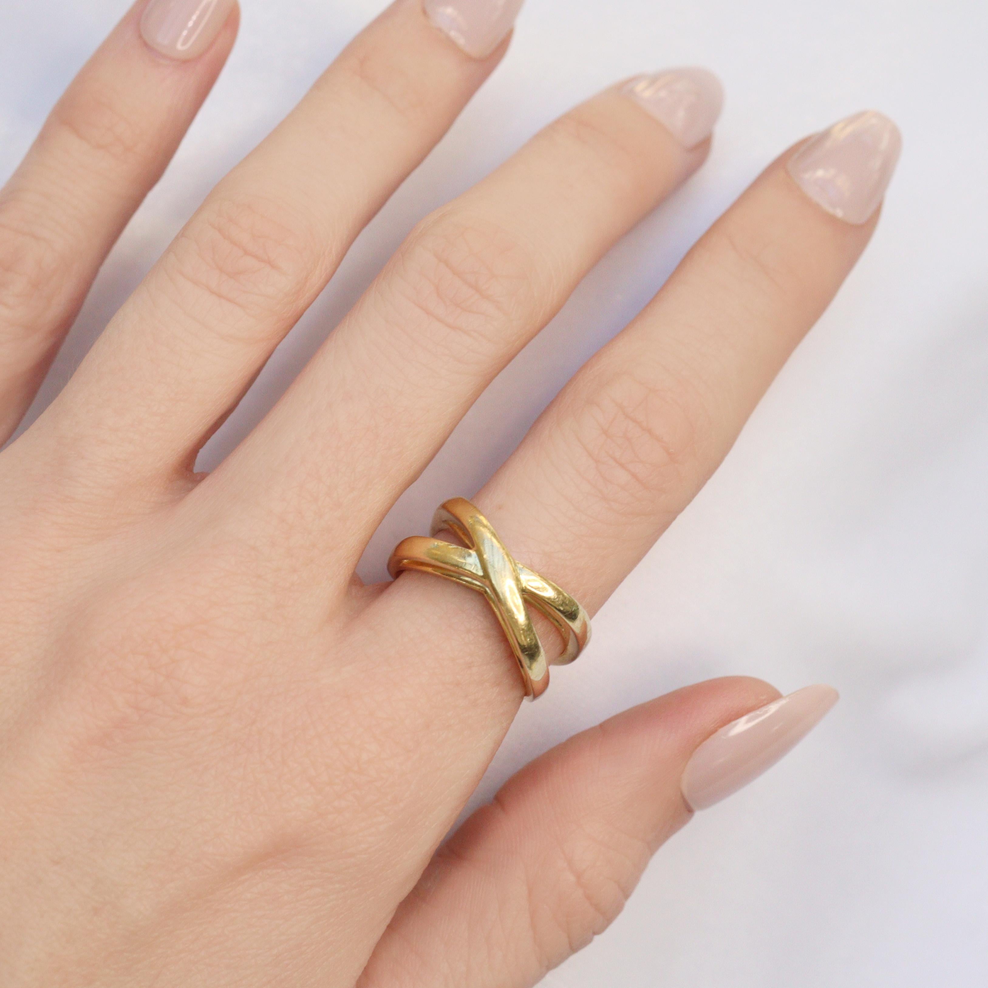 Vintage Double-Tier Hoop 18k Gold Ring