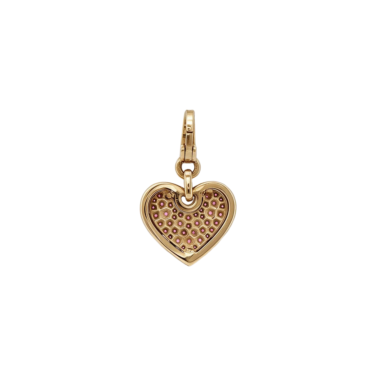 14k Yellow Gold Pink Sapphire Diamond Heart Charm