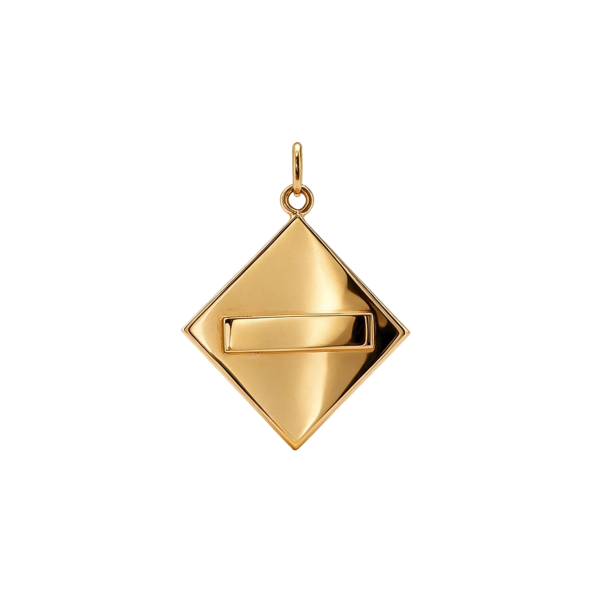 Back of 14k gold Aries ram charm, polished finish with a raised bar for engraving