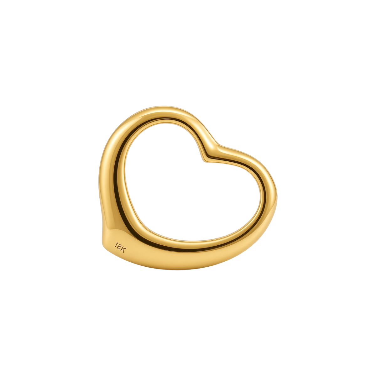 18k Yellow Gold Vintage 1980's Open Heart Charm Pendant
