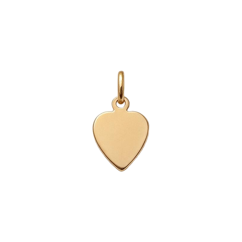 Back of 14k gold 1970s engine turned heart charm, smooth polished surface for engraving