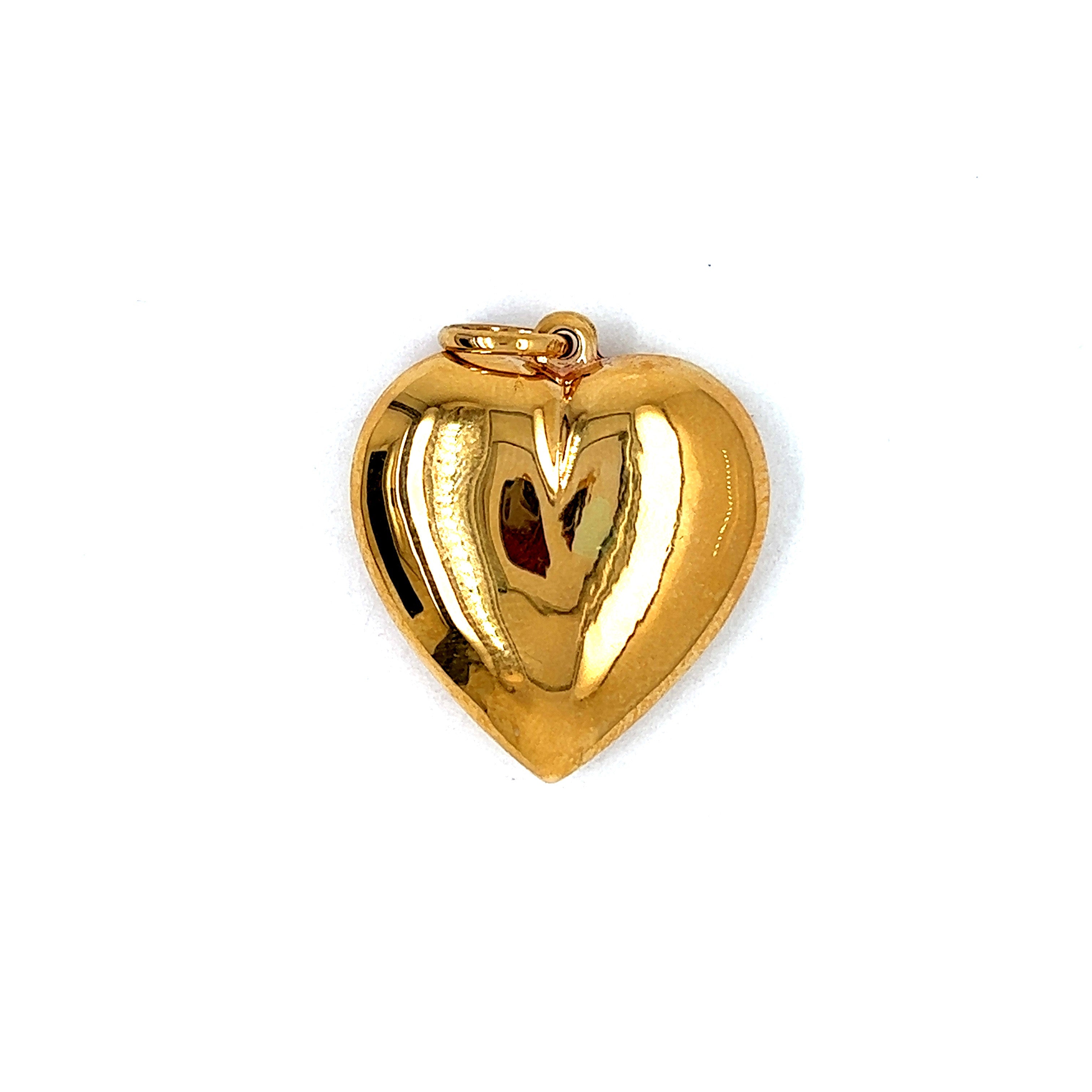 Vintage Medium Puffy Heart 14k Gold Charm