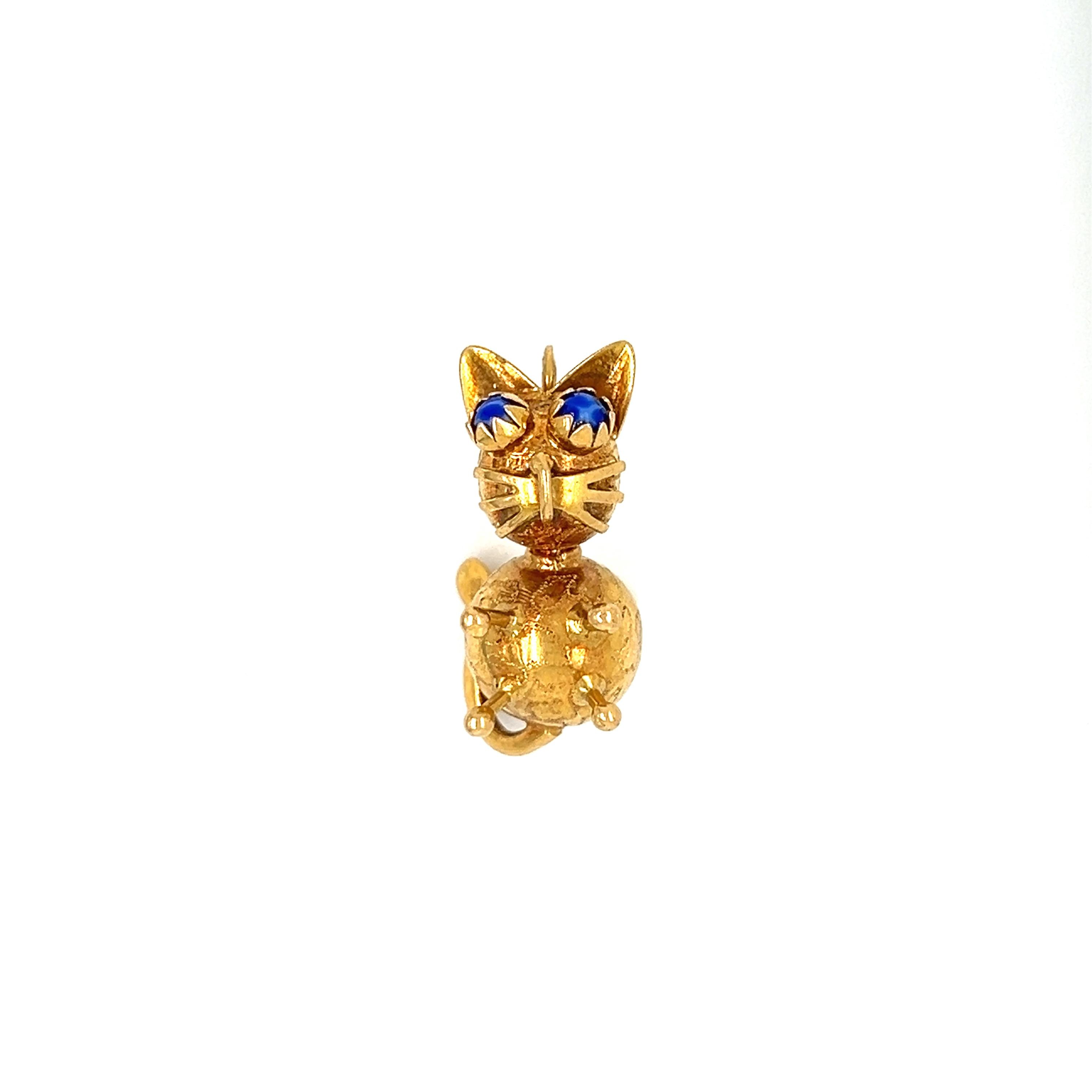 Vintage 18k Gold Cat Charm