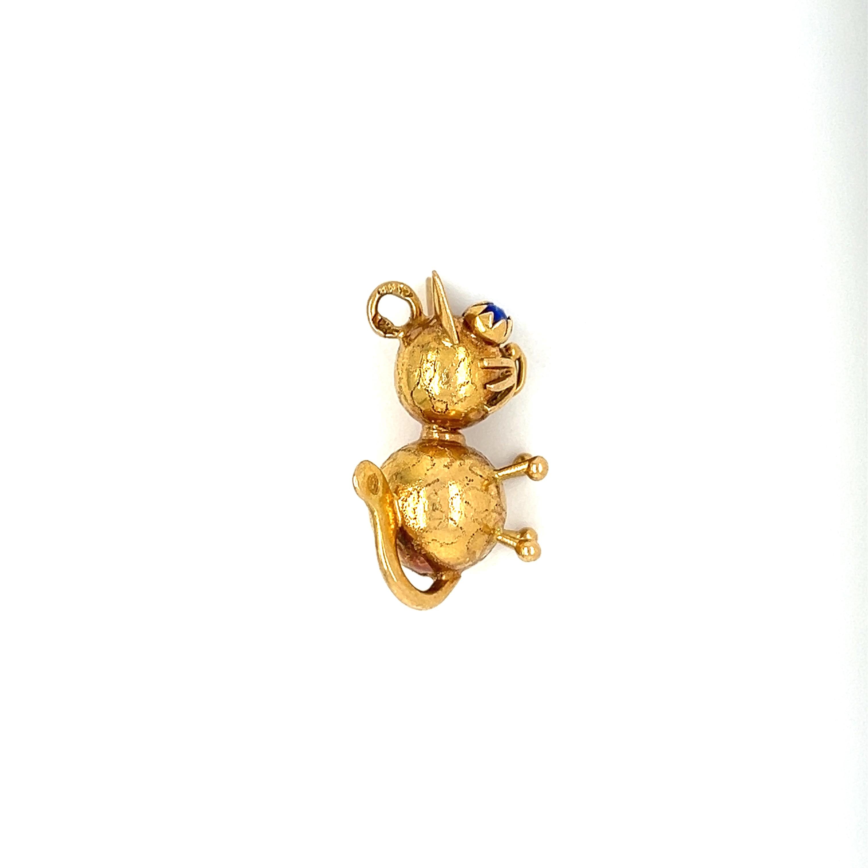 Vintage 18k Gold Cat Charm