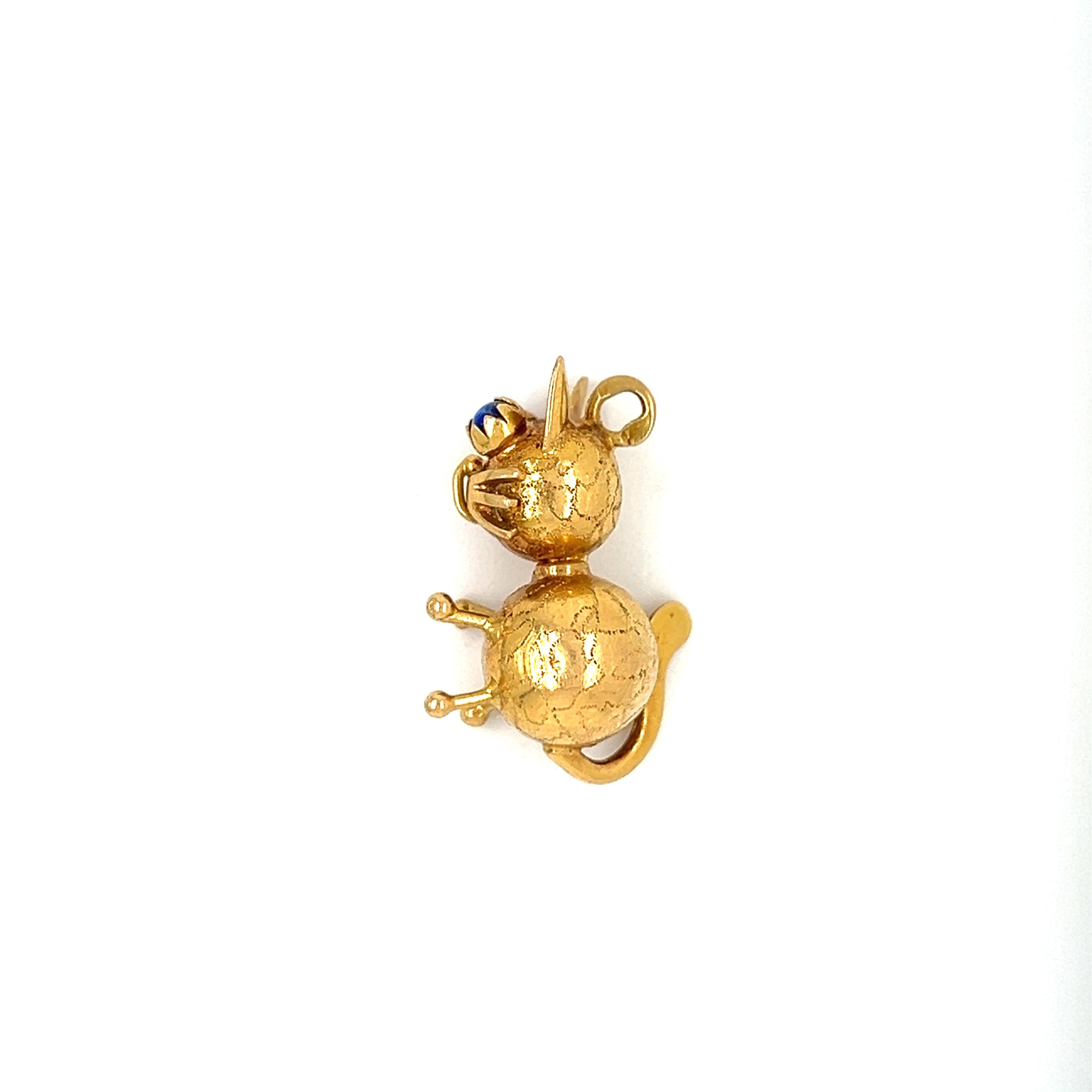 Vintage 18k Gold Cat Charm