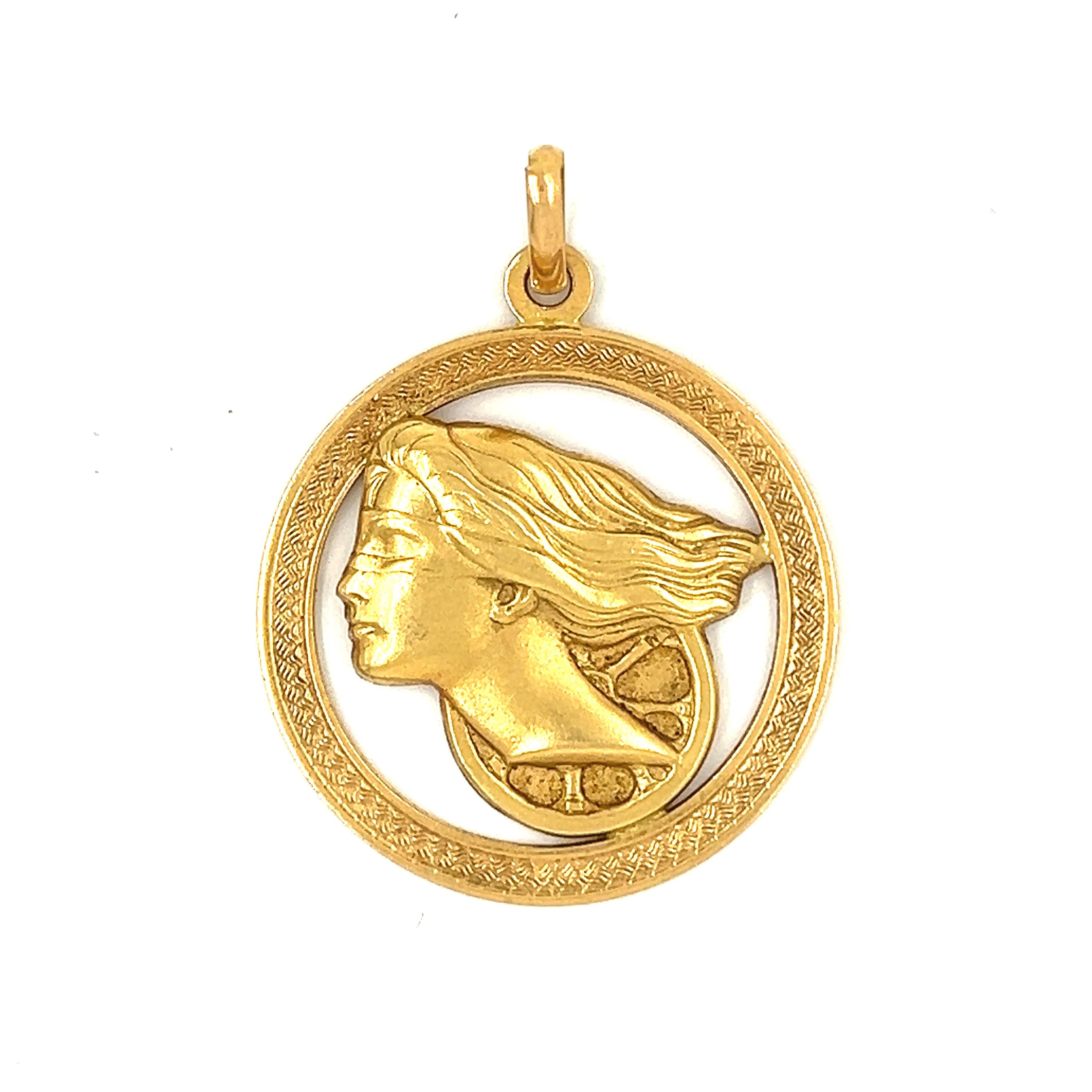 Vintage Lady Fortuna 18k Gold Charm