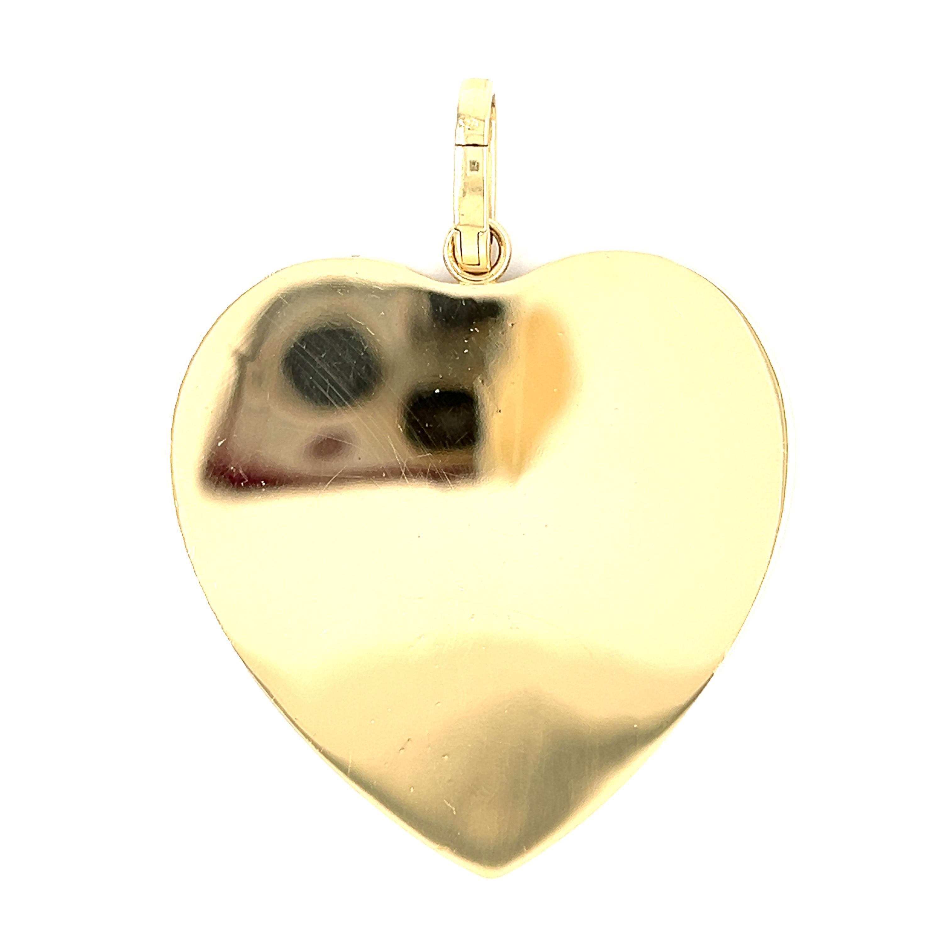 Vintage Inspired XL Engine-Turned 14k Gold Heart Pendant