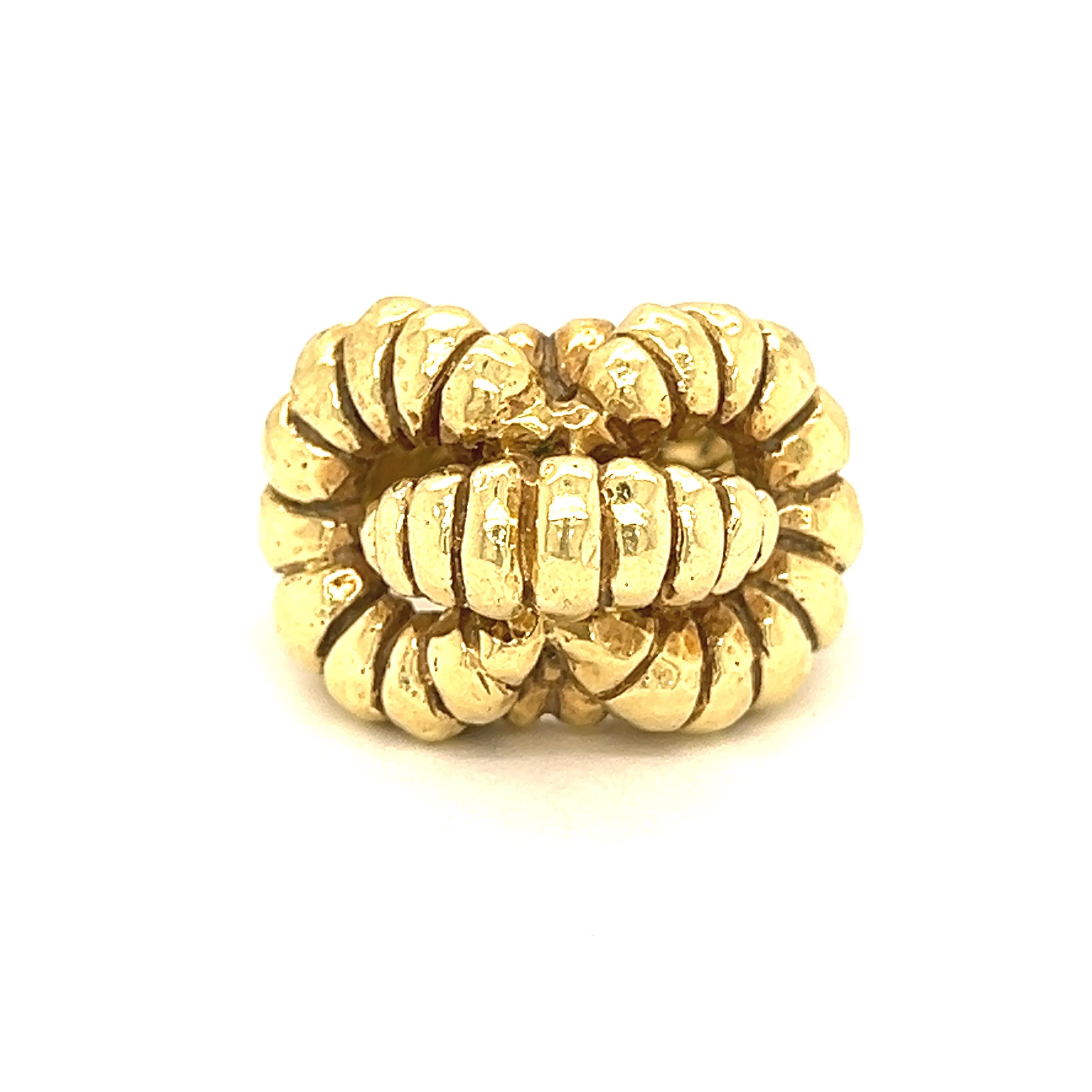 Vintage 1970s Shrimp 14k Gold Cocktail Ring