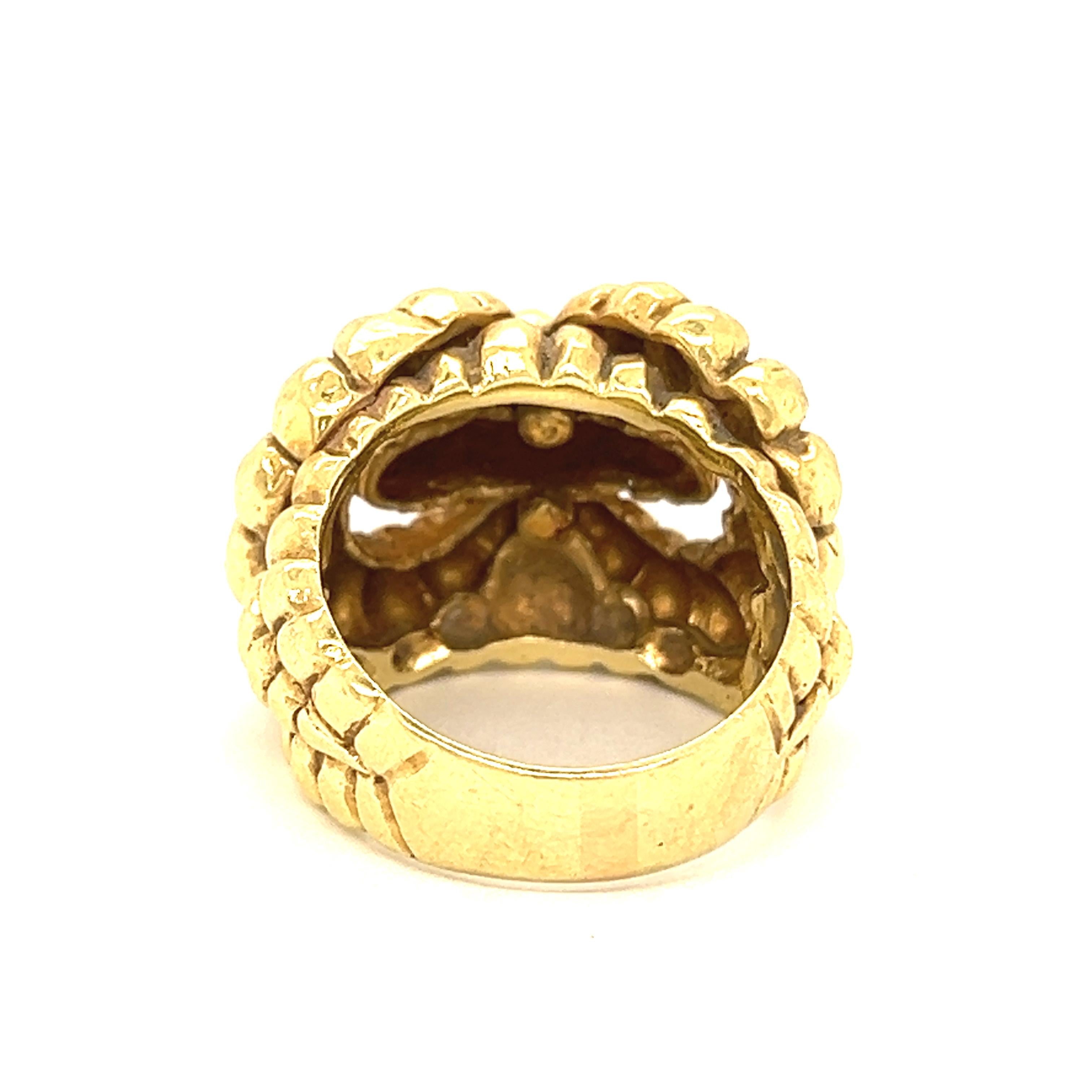 Vintage 1970s Shrimp 14k Gold Cocktail Ring