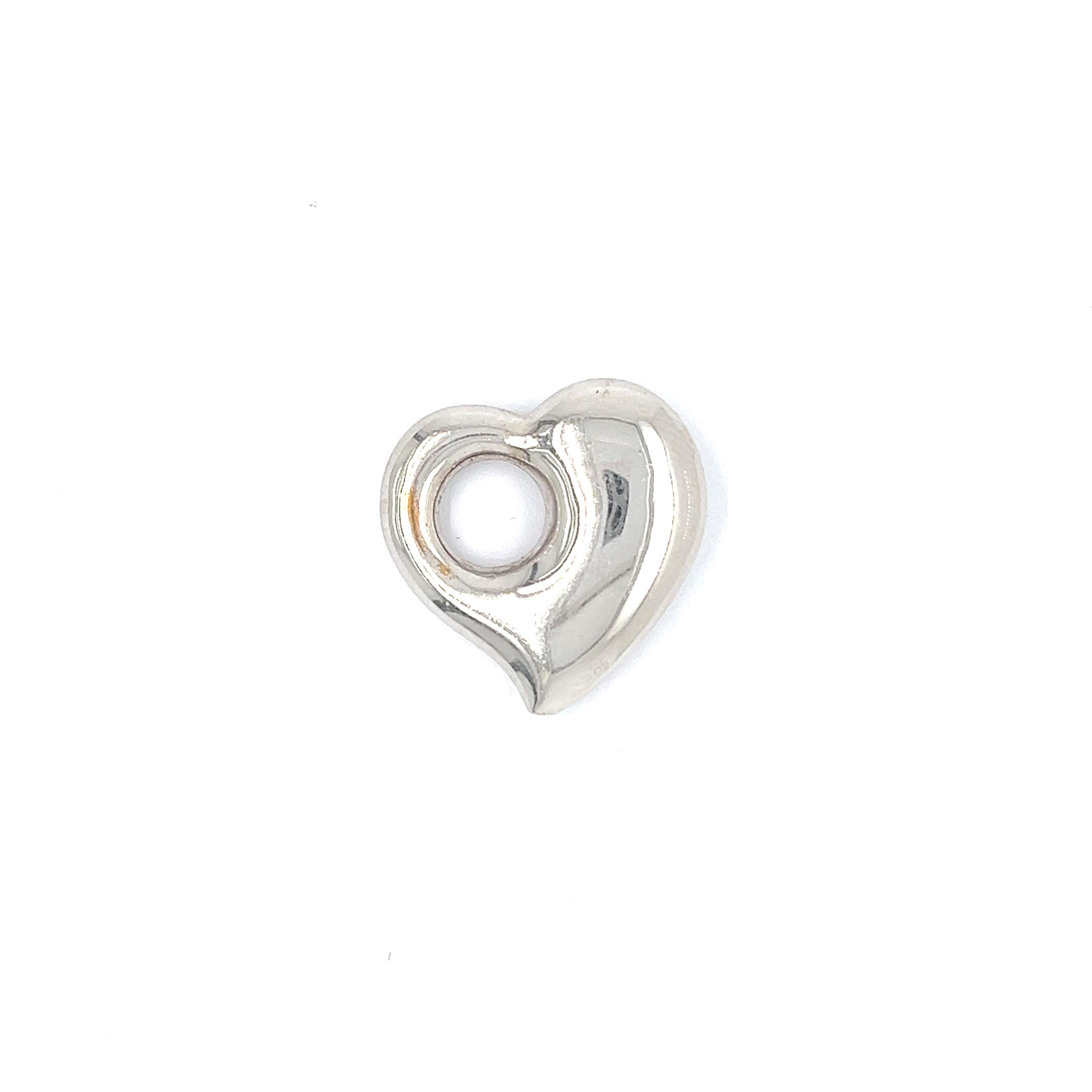 Vintage Heart 14K White Gold Charm