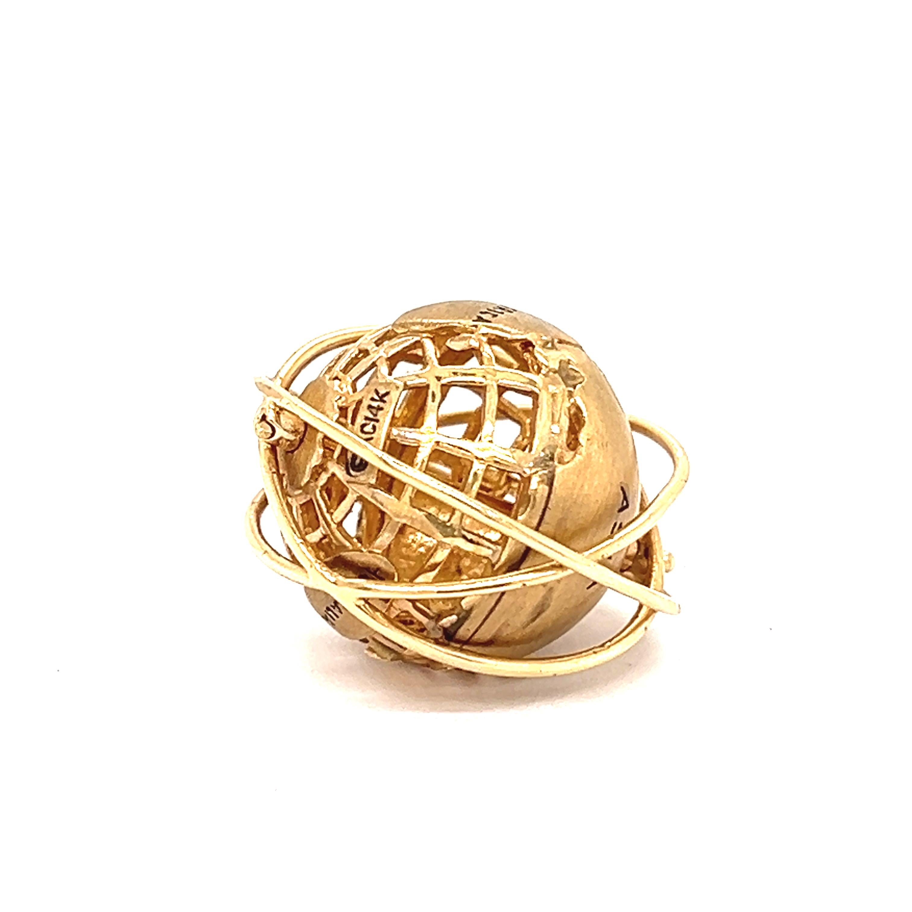 Vintage Rotating Globe 14K Gold Charm