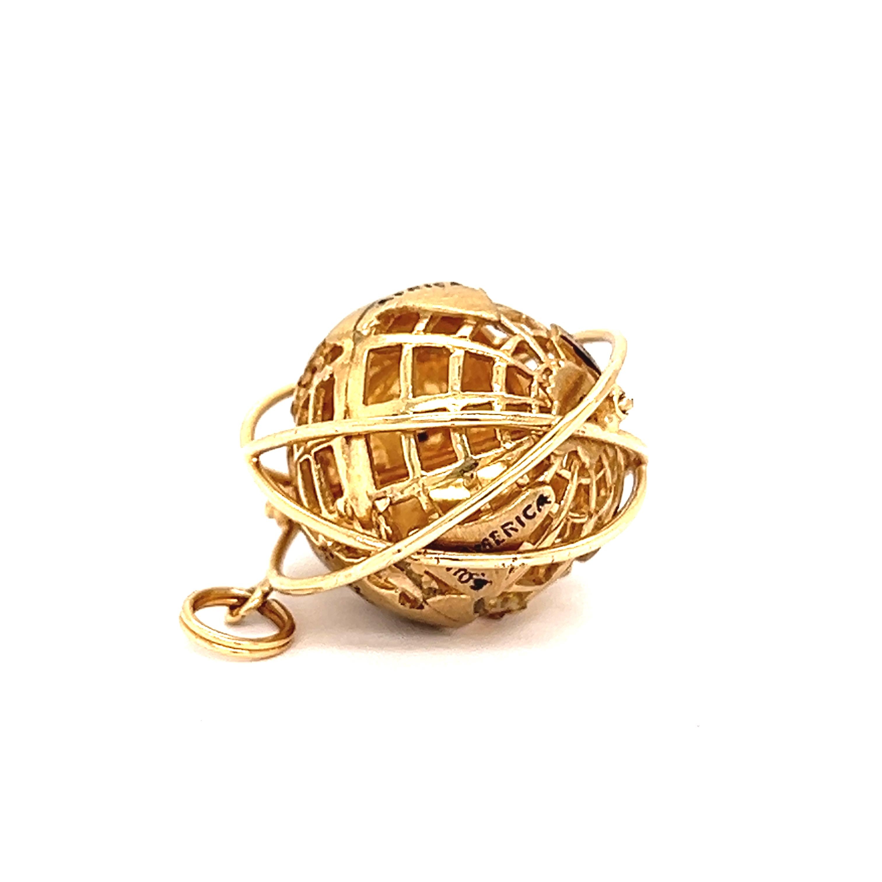 Vintage Rotating Globe 14K Gold Charm