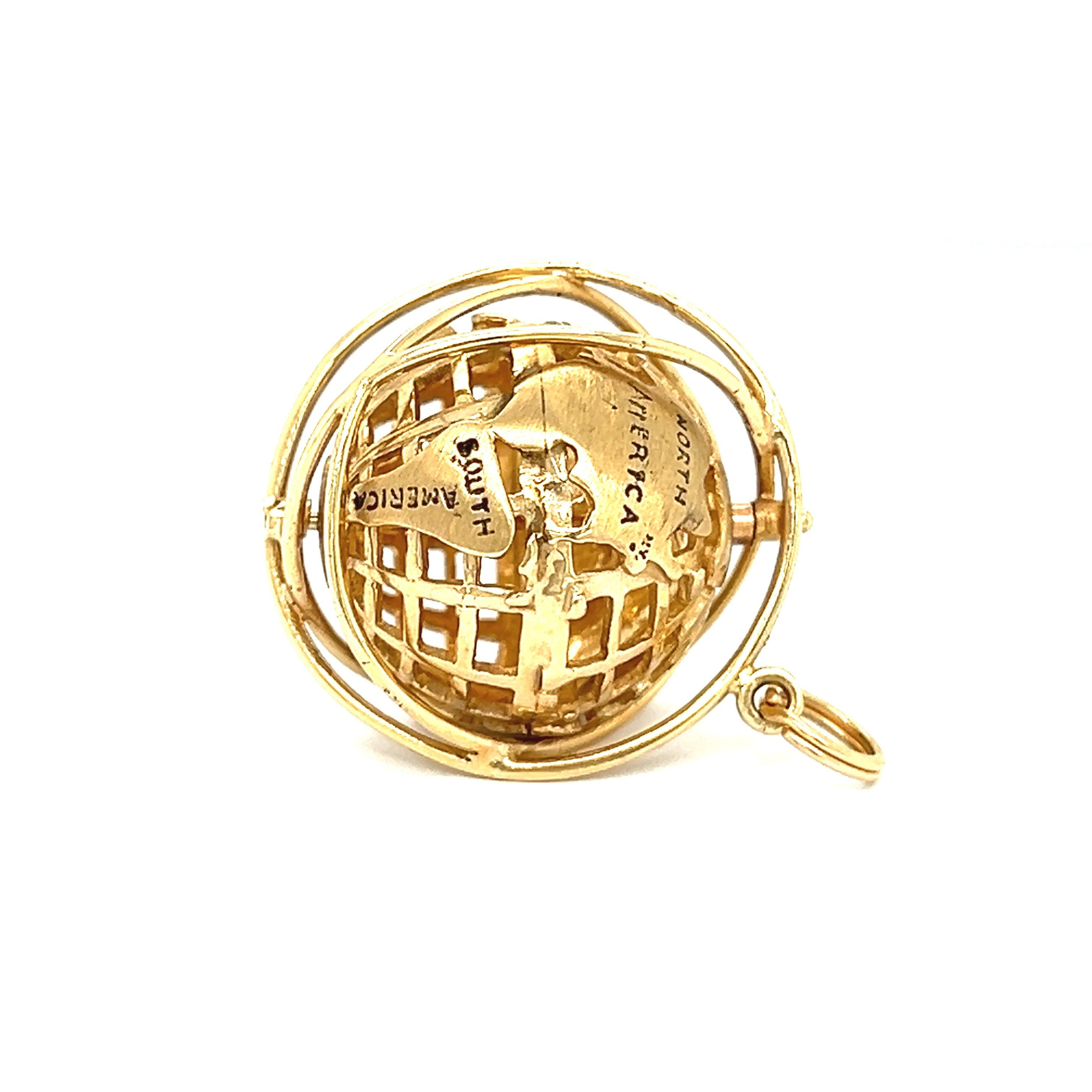 Vintage Rotating 1964 World's Fair Unisphere Globe 14K Gold Charm