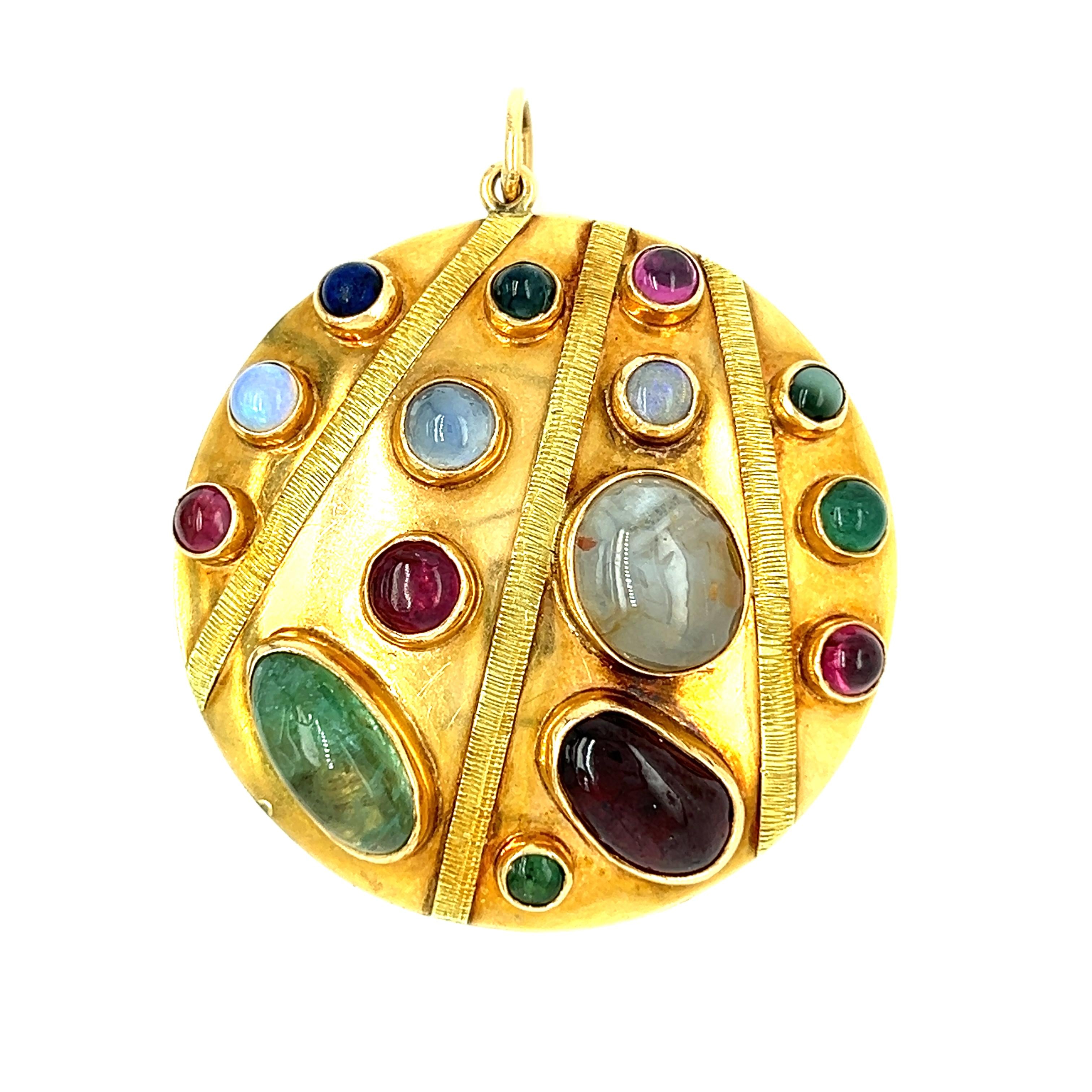 Vintage Art Deco Multi-Gem 18k Gold Charm