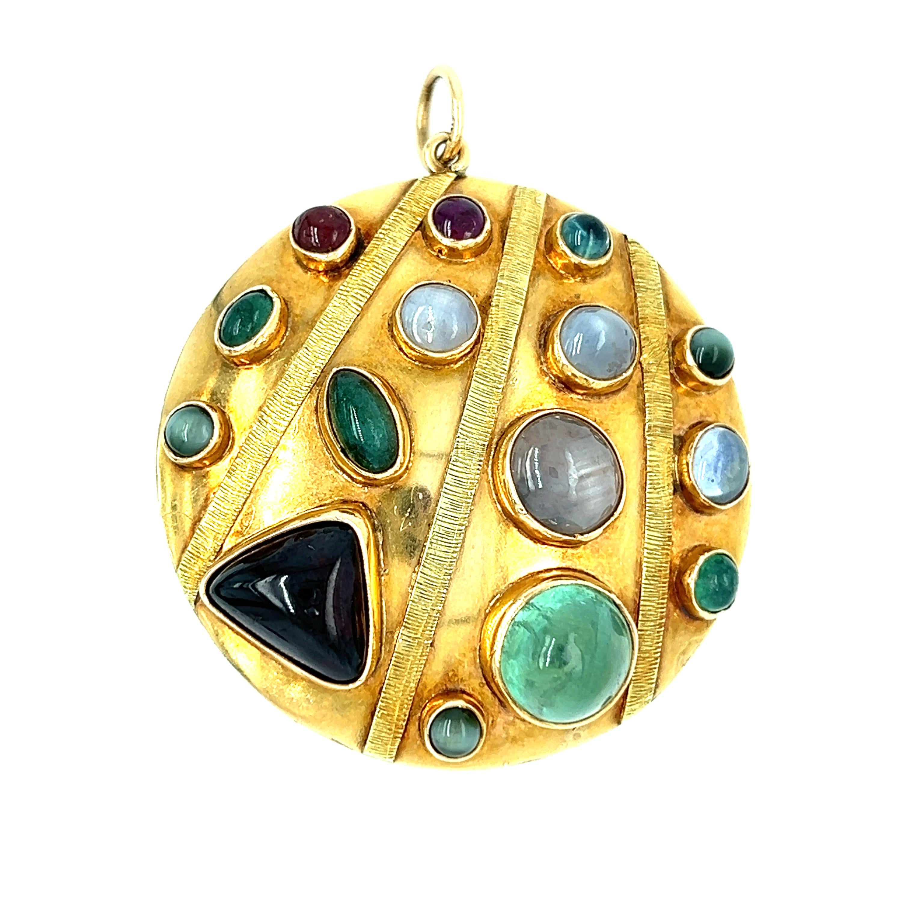 Vintage Art Deco Multi-Gem 18k Gold Charm