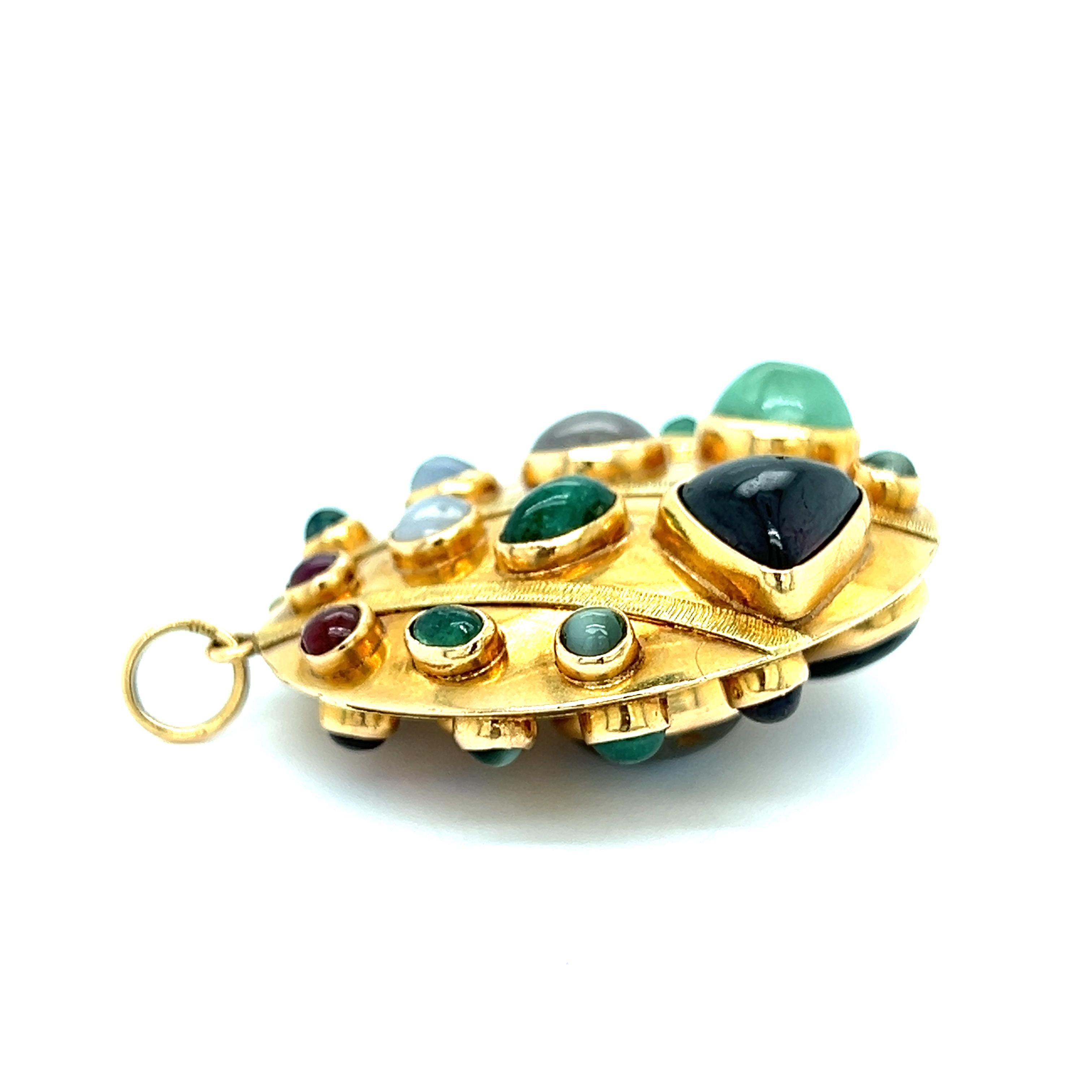 Vintage Art Deco Multi-Gem 18k Gold Charm