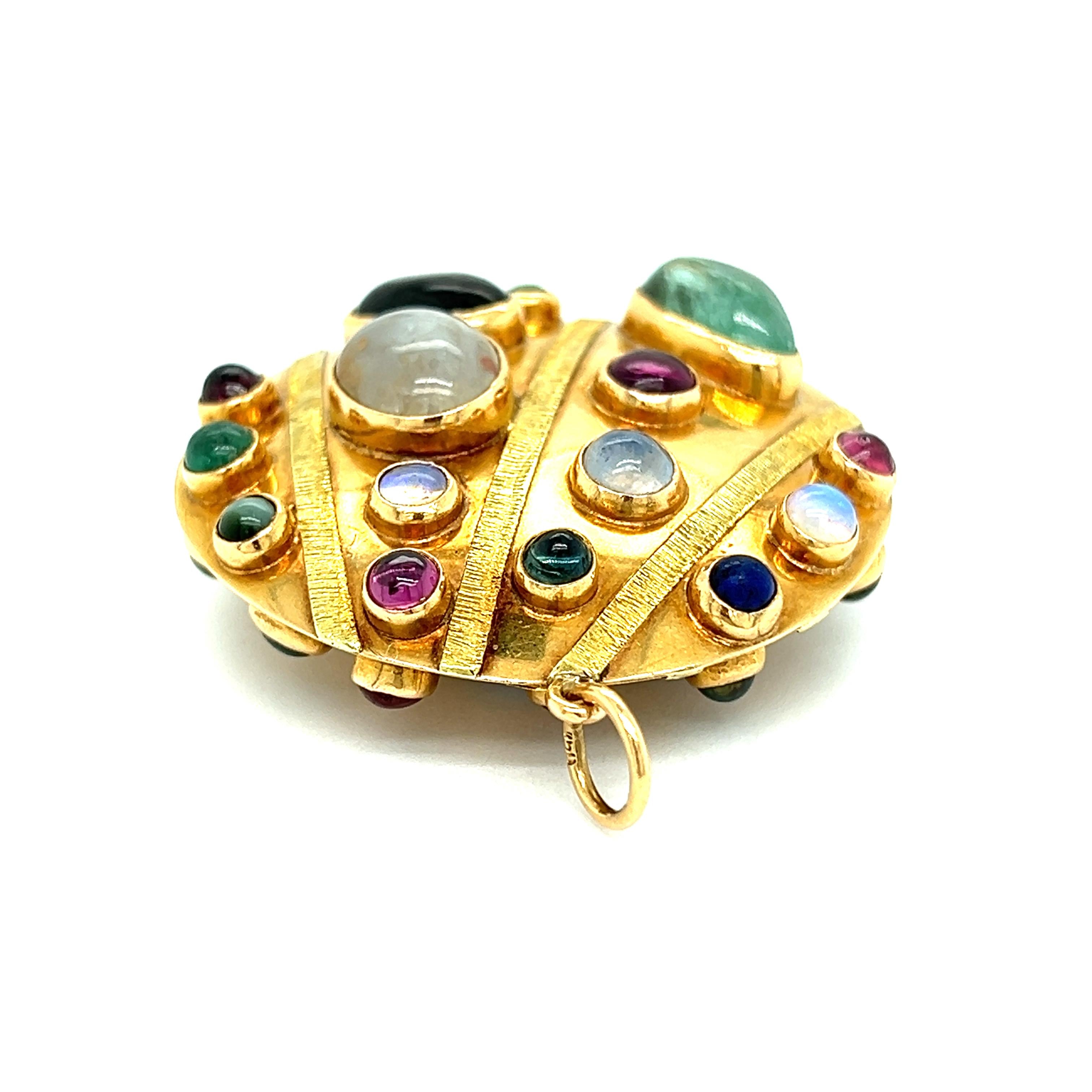 Vintage Art Deco Multi-Gem 18k Gold Charm