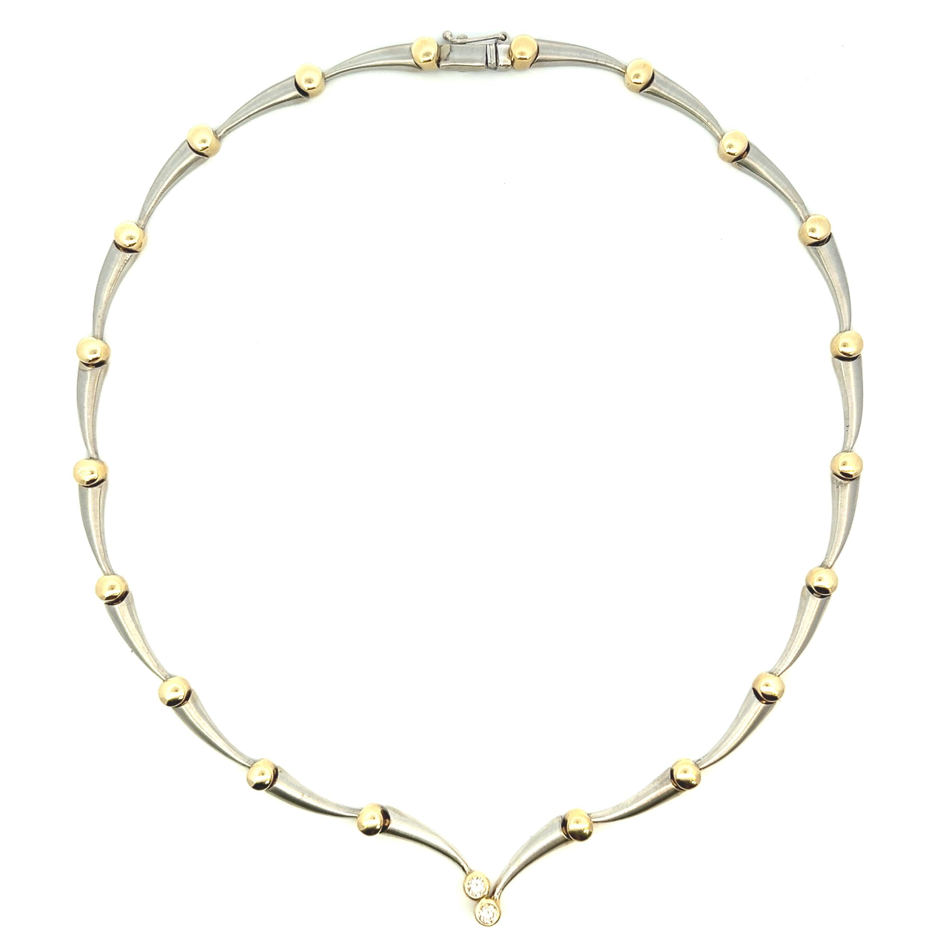 Vintage Diamond White and Yellow 14k Gold Necklace