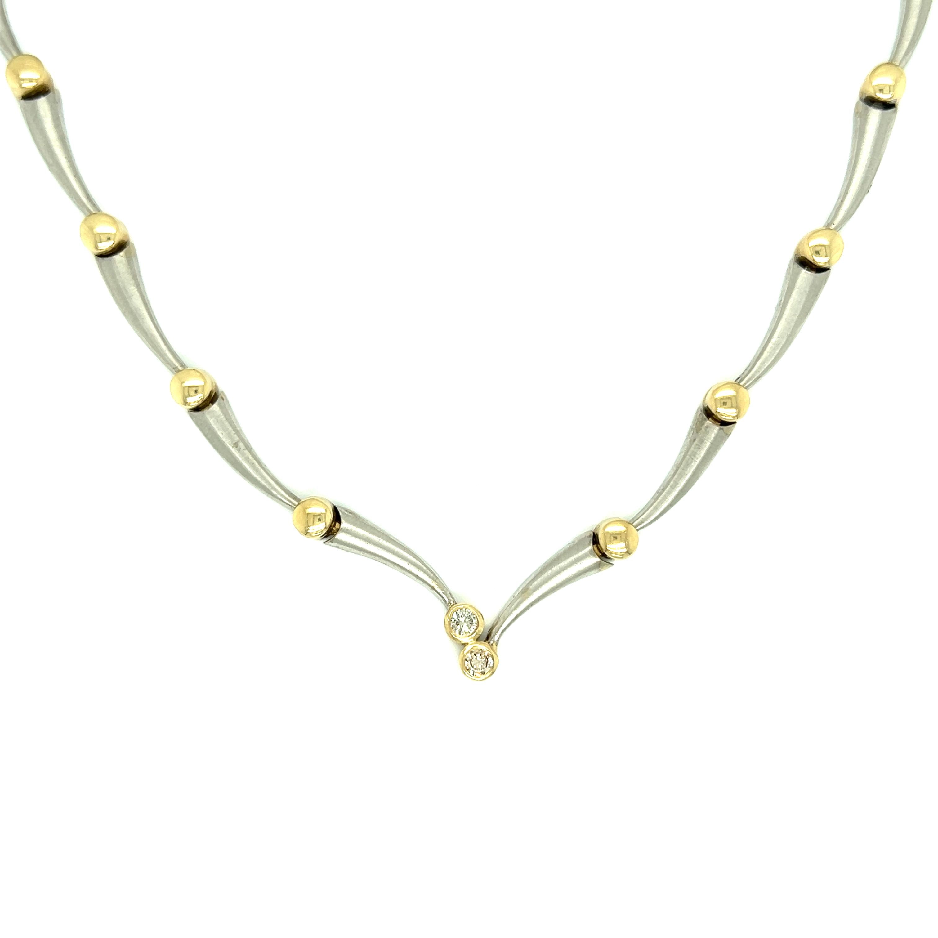 Vintage Diamond White and Yellow 14k Gold Necklace