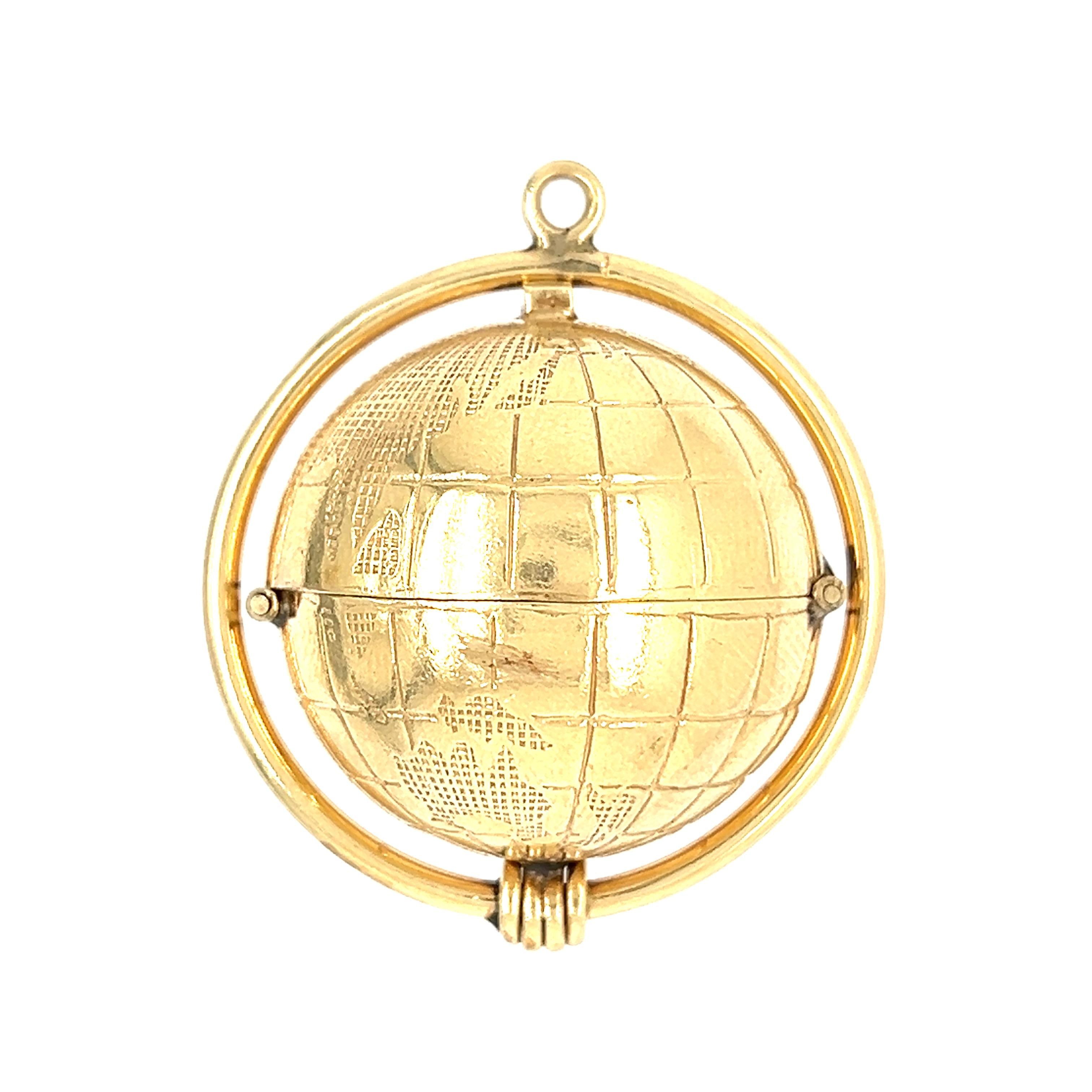 Vintage 14k Gold Globe Homing Accordion Locket