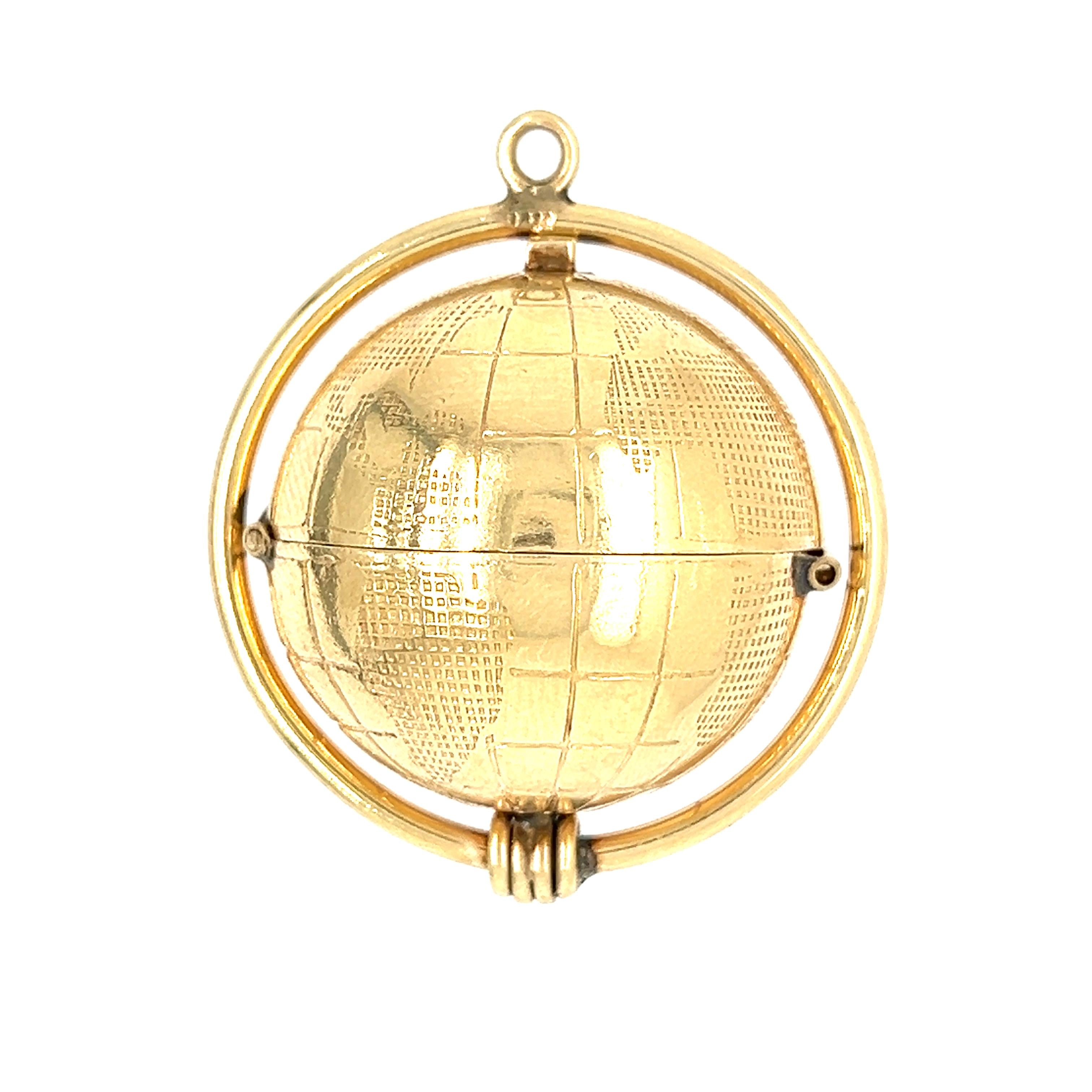 Vintage 14k Gold Globe Homing Accordion Locket