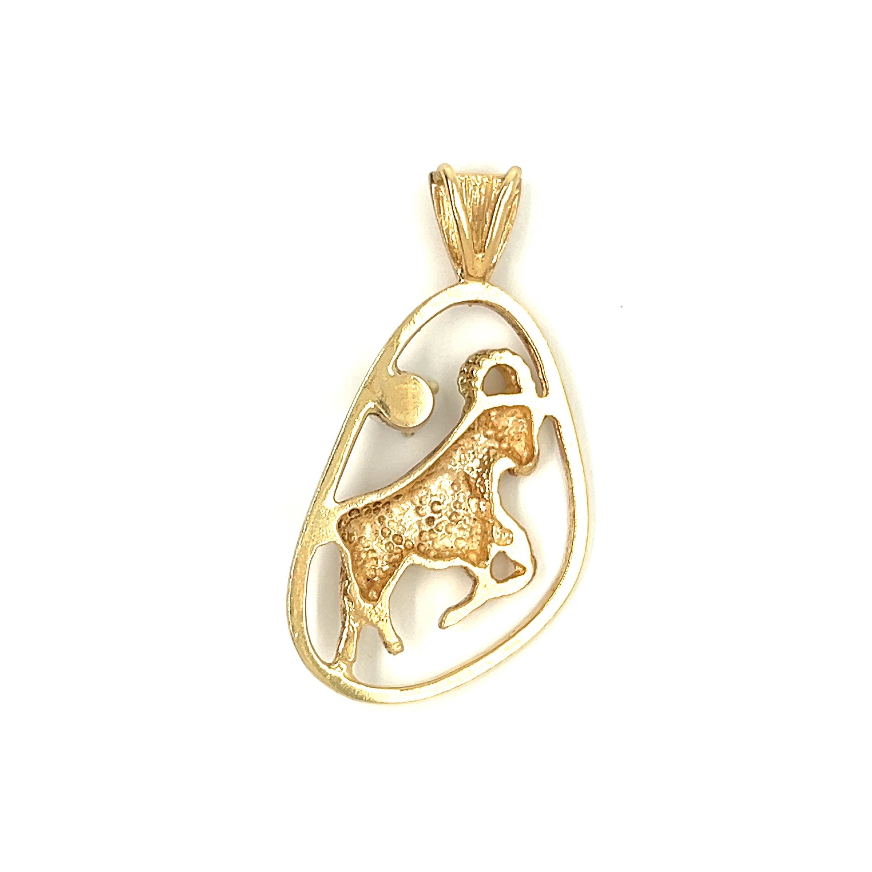 Vintage Diamond Zodiac Aries 14k Gold Charm