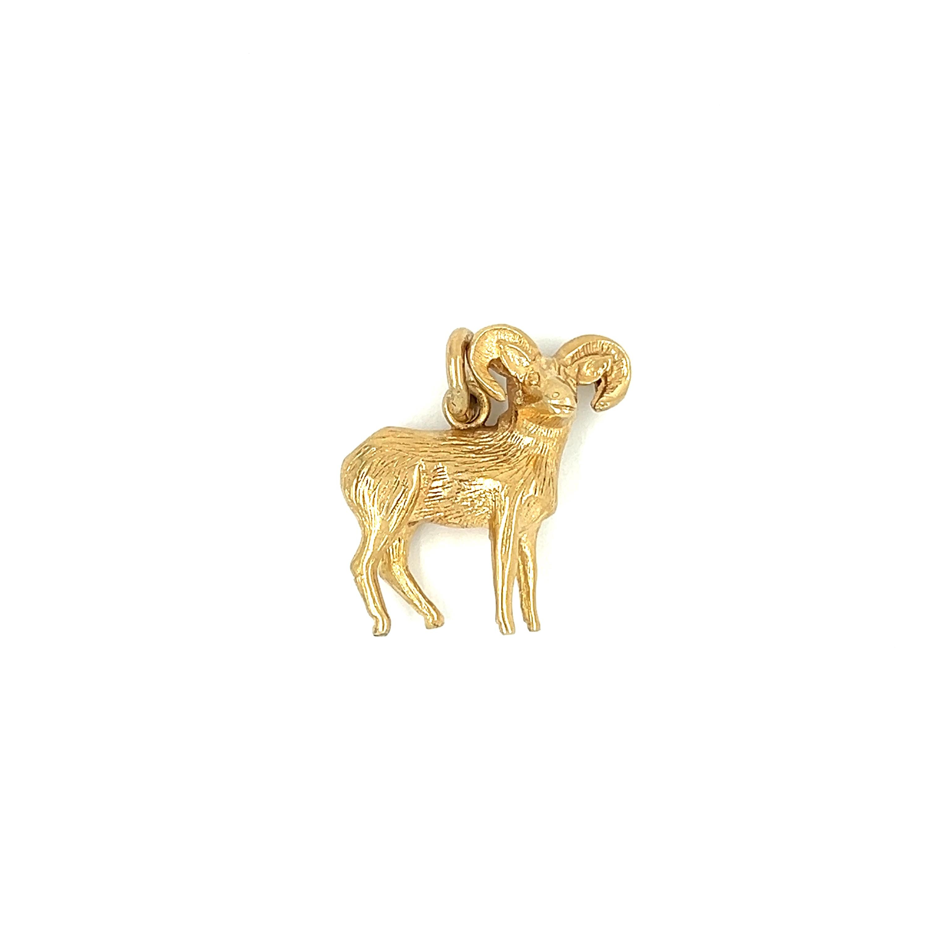 Vintage Zodiac Aries Ram 14k Gold Charm