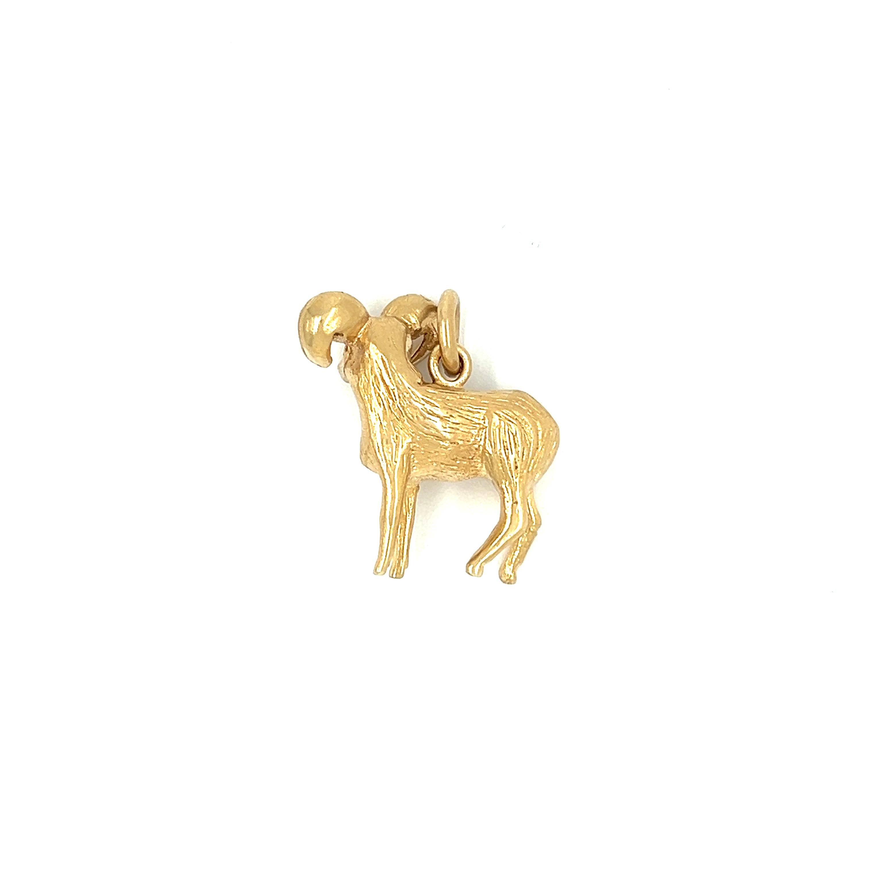 Vintage Zodiac Aries Ram 14k Gold Charm