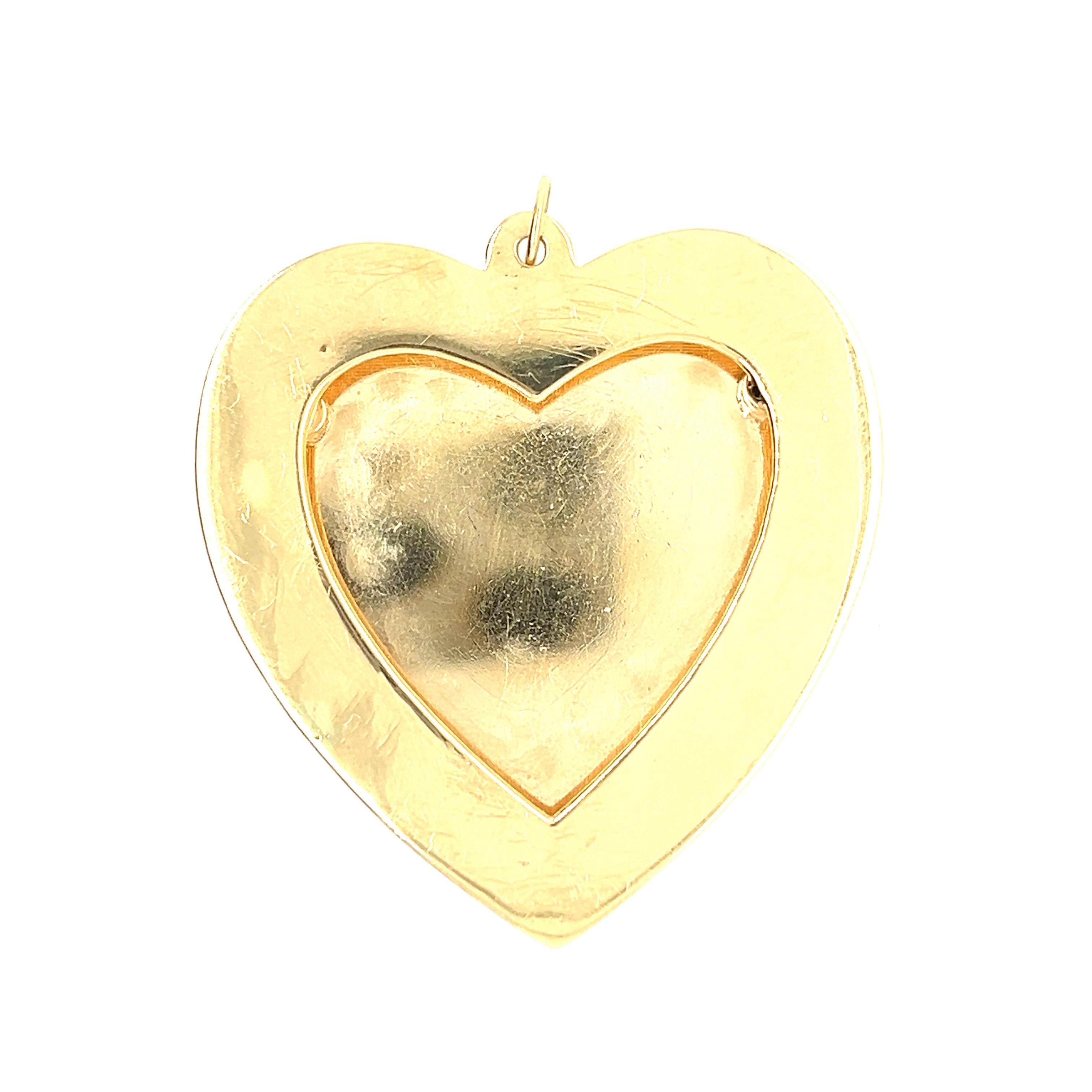 Vintage Diamond Two-Tier Floral Heart 14k Gold Charm