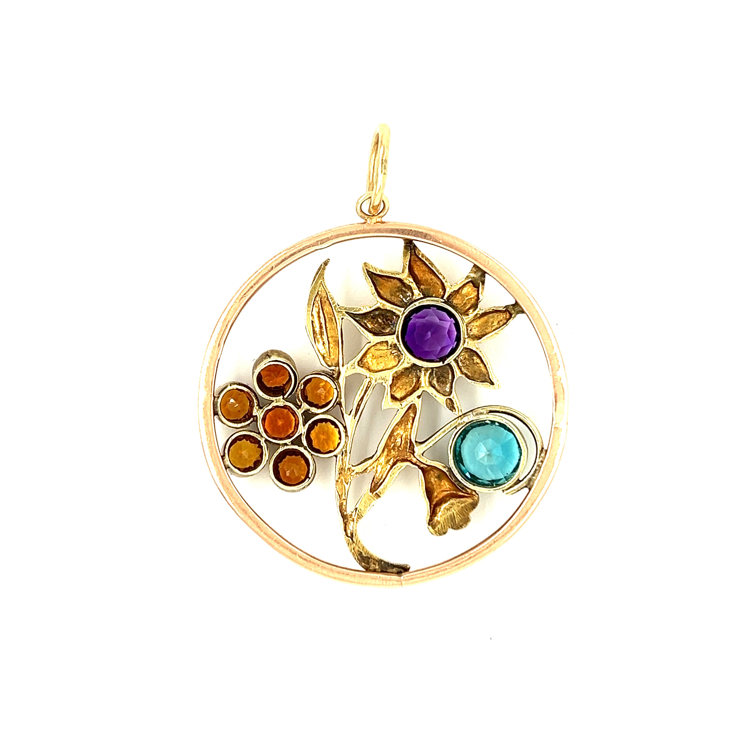 Vintage Multi Gem Art Nouveau Girasol 14k Oro Encanto